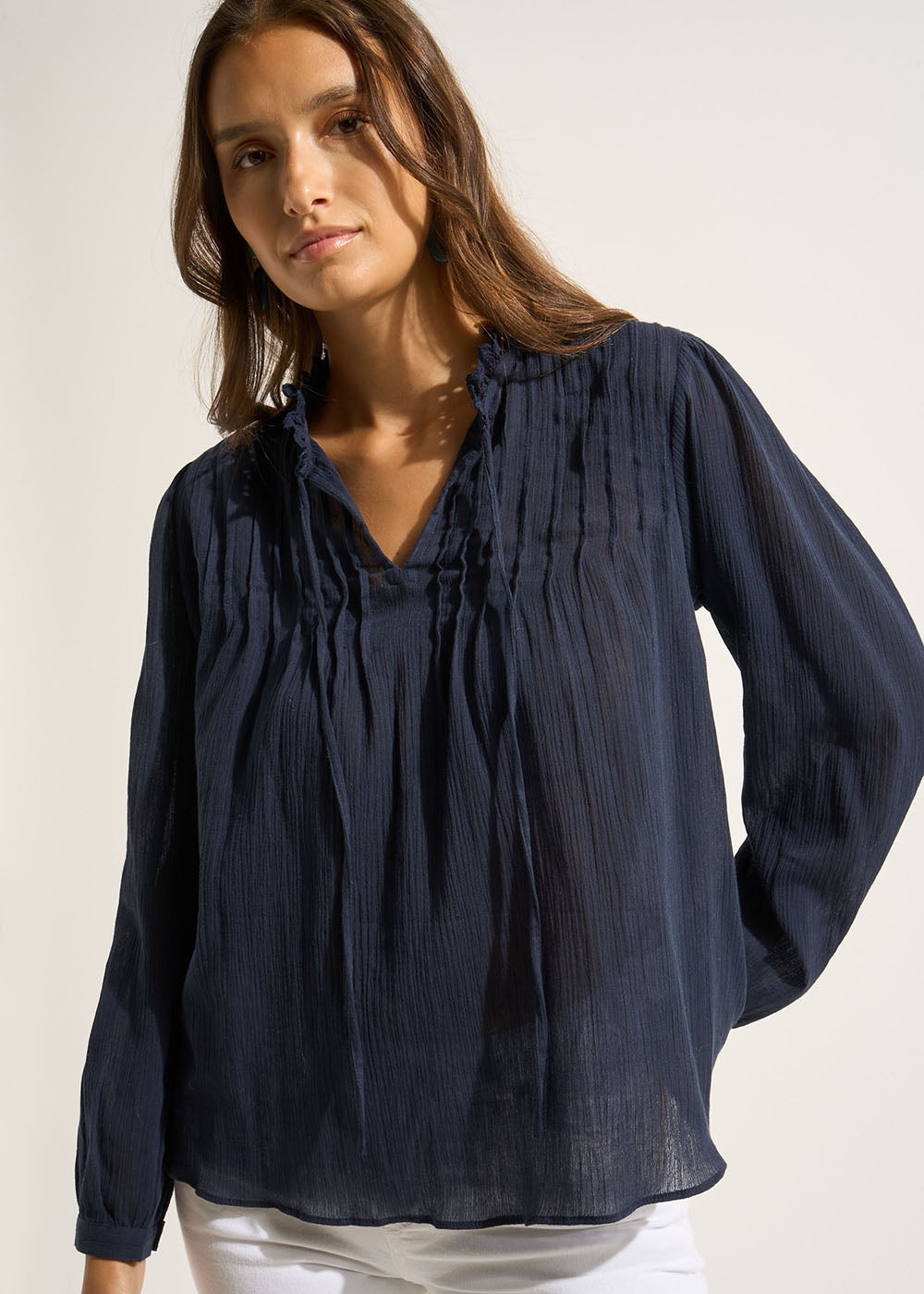 TONNY Blouse in soft, lightweight cotton gauze - 1 - Sud Express - Sud Express