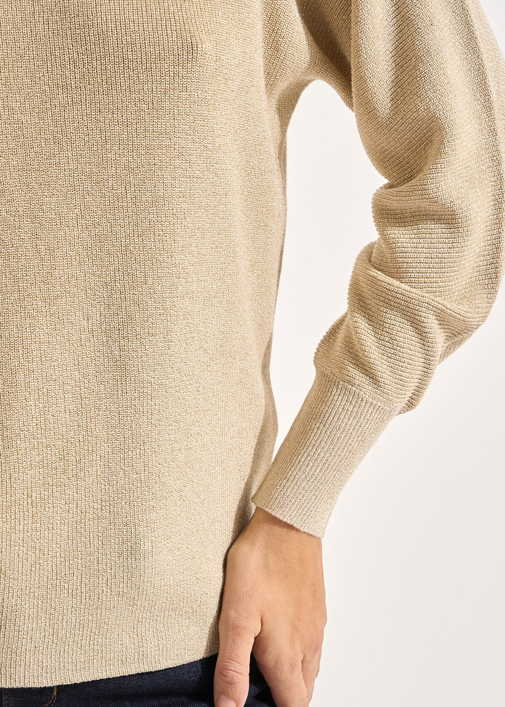 V-neck jumper with batwing sleeves and lurex threads - Sud Express - 5 - Sud Express