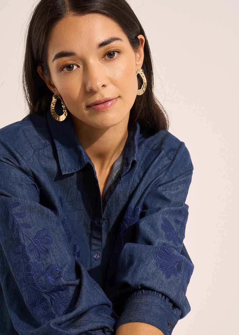CADOULINE Embroidered denim blouse - 2 - Sud Express - Sud Express