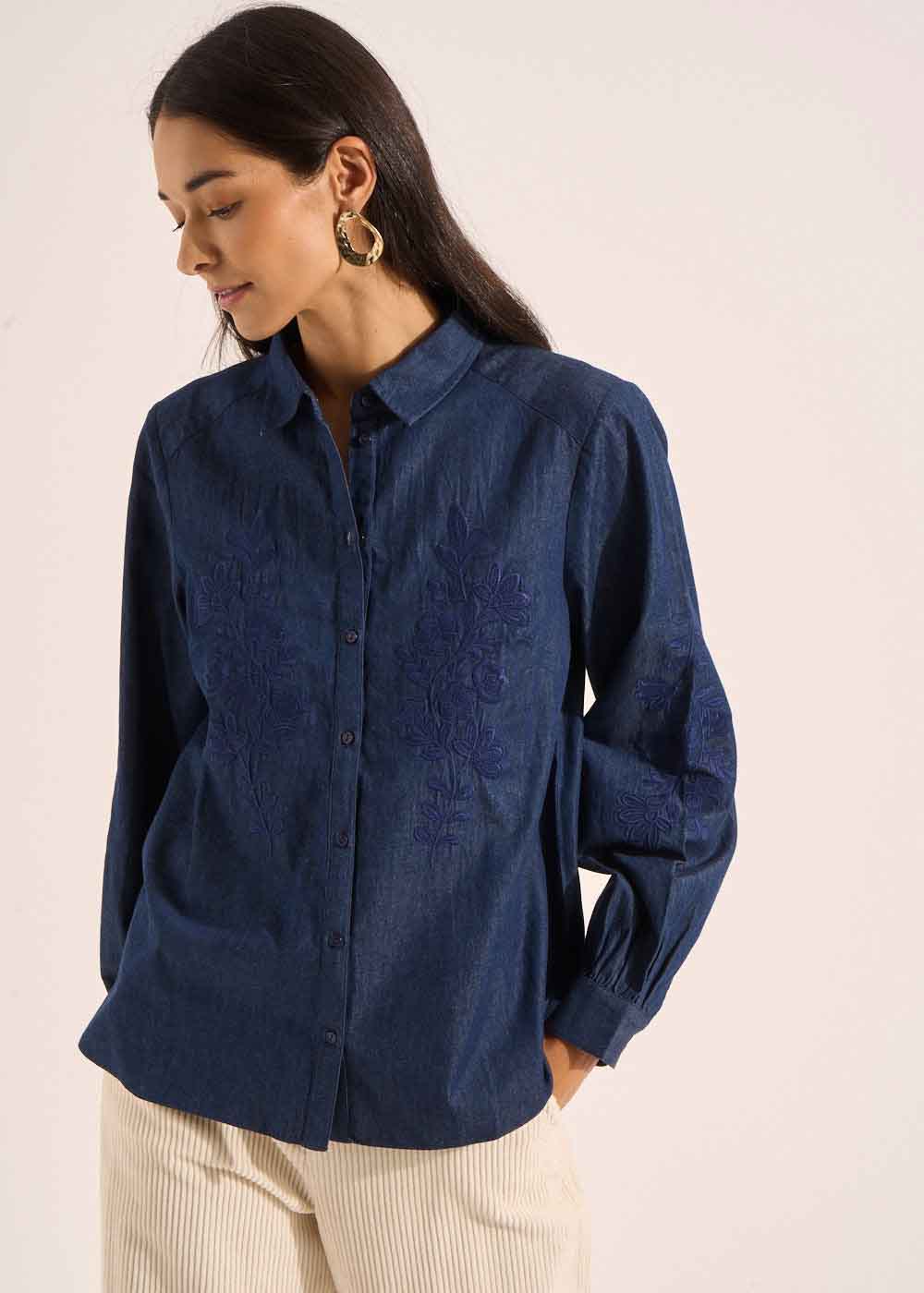 CADOULINE Embroidered denim blouse - 4 - Sud Express - Sud Express