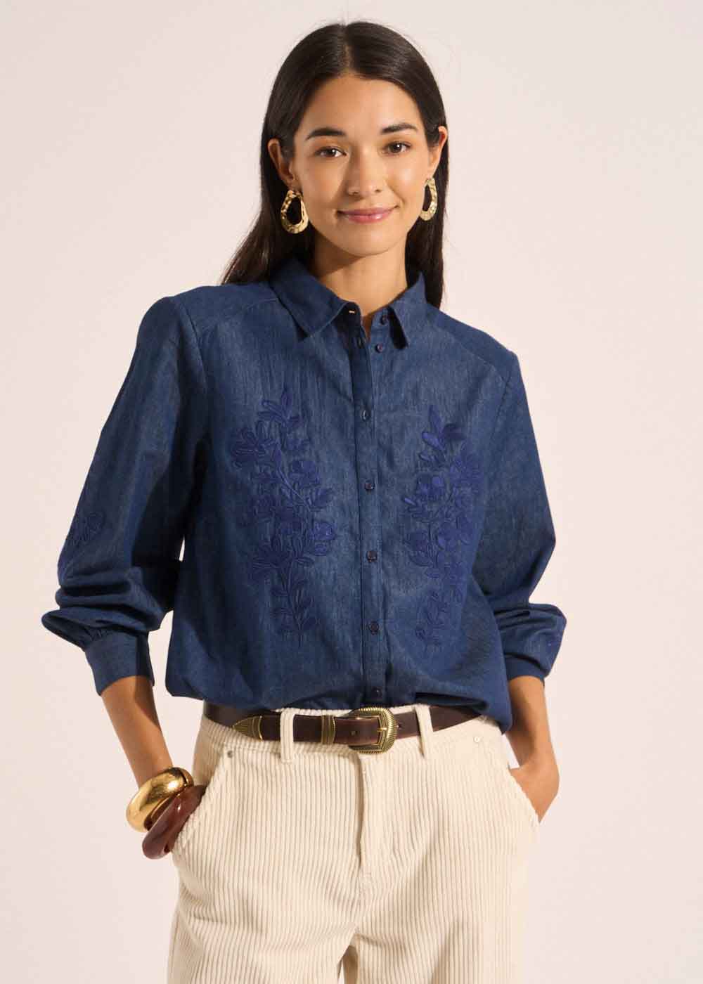 Embroidered denim blouse - Sud Express - 5 - Sud Express
