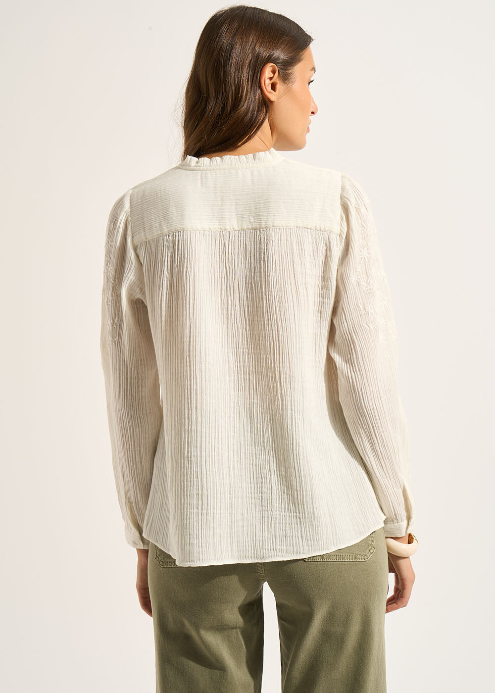 TADOULI Blouse in embroidered cotton double gauze with long sleeves - 3 - Sud Express - Sud Express