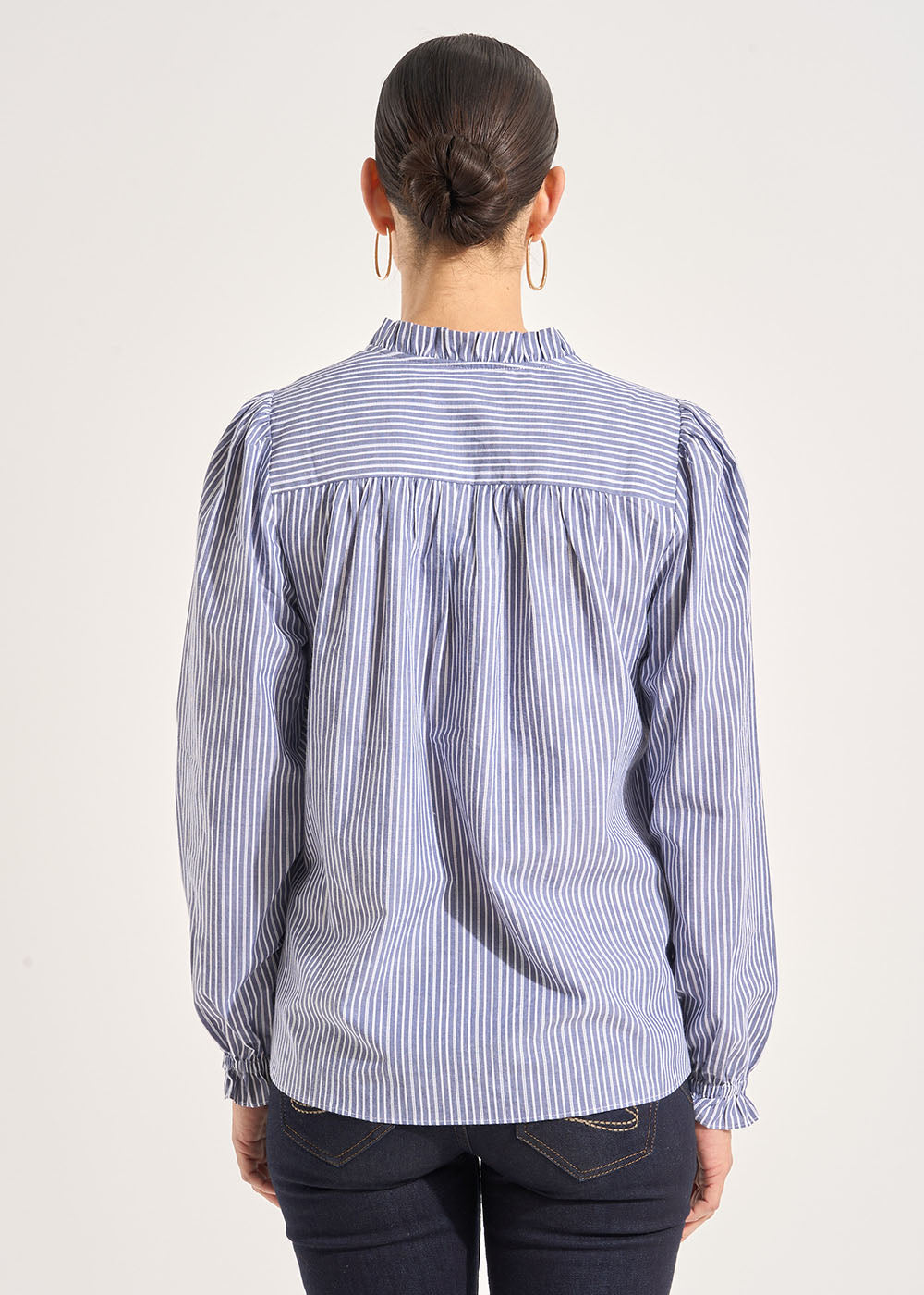TONIMO Loose-fitting striped cotton blouse with Tunisian neckline - 3 - Sud Express - Sud Express