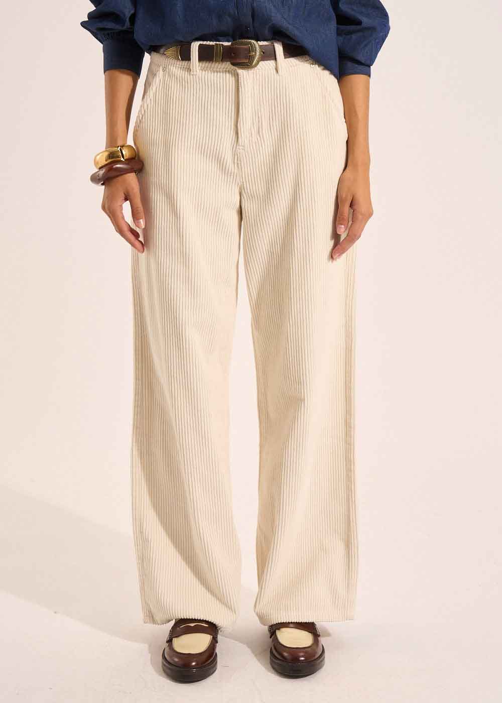 POMMI High-waisted cotton velvet wide-leg trousers - 1 - Sud Express - Sud Express