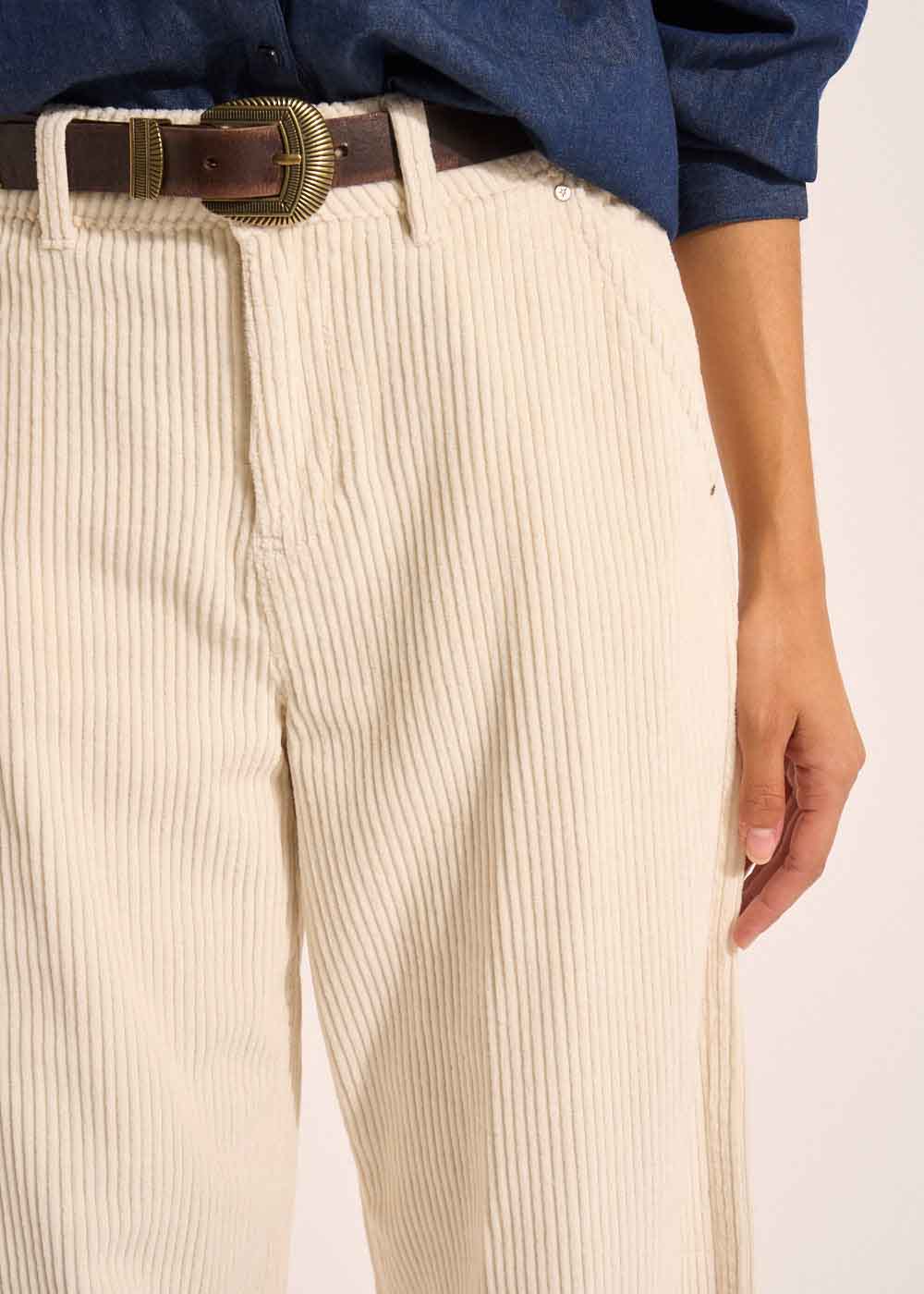 POMMI High-waisted cotton velvet wide-leg trousers - 2 - Sud Express - Sud Express