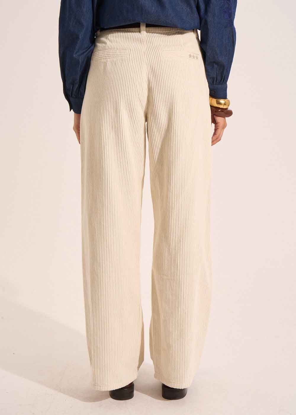 POMMI High-waisted cotton velvet wide-leg trousers - 3 - Sud Express - Sud Express