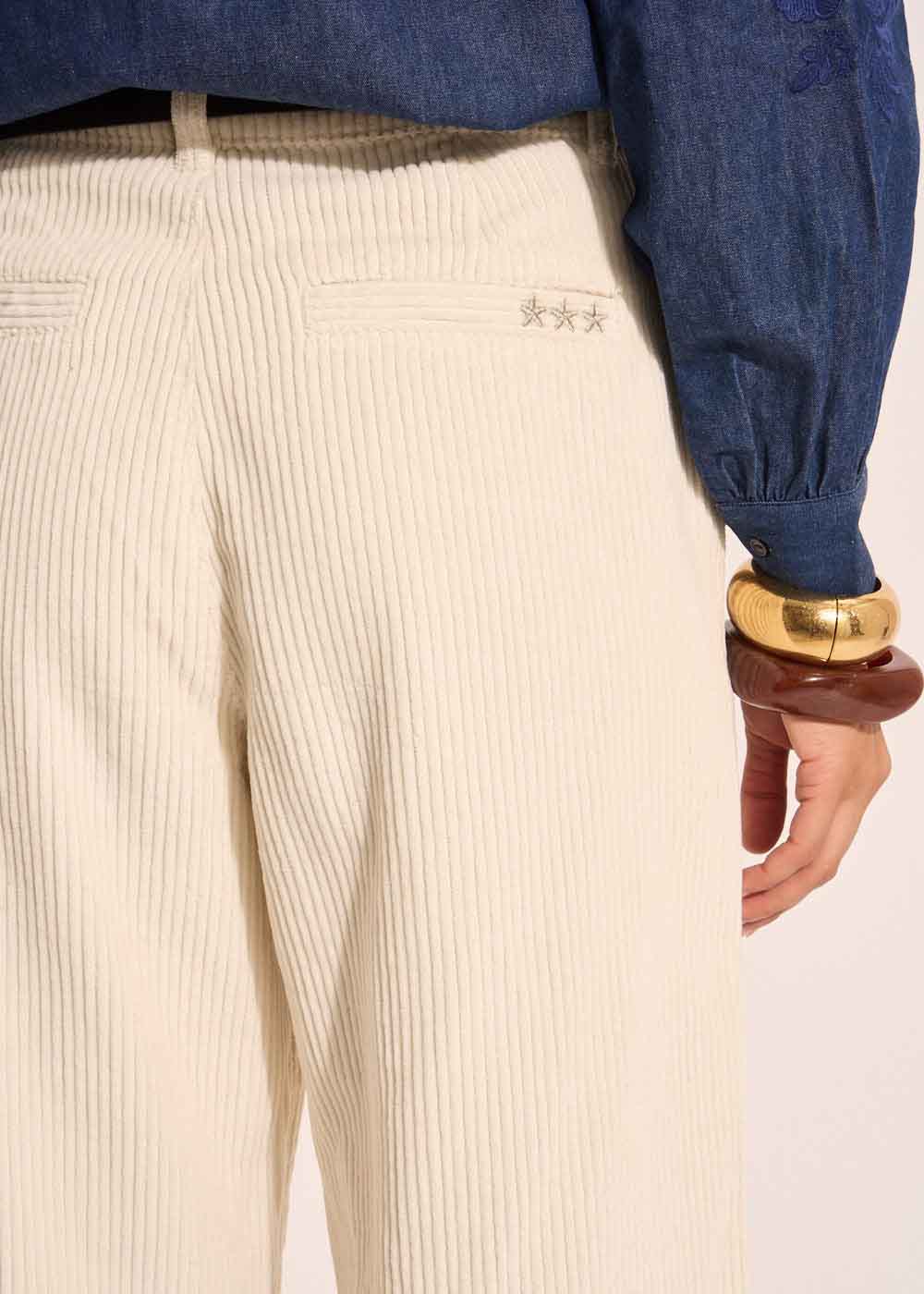 POMMI High-waisted cotton velvet wide-leg trousers - 4 - Sud Express - Sud Express