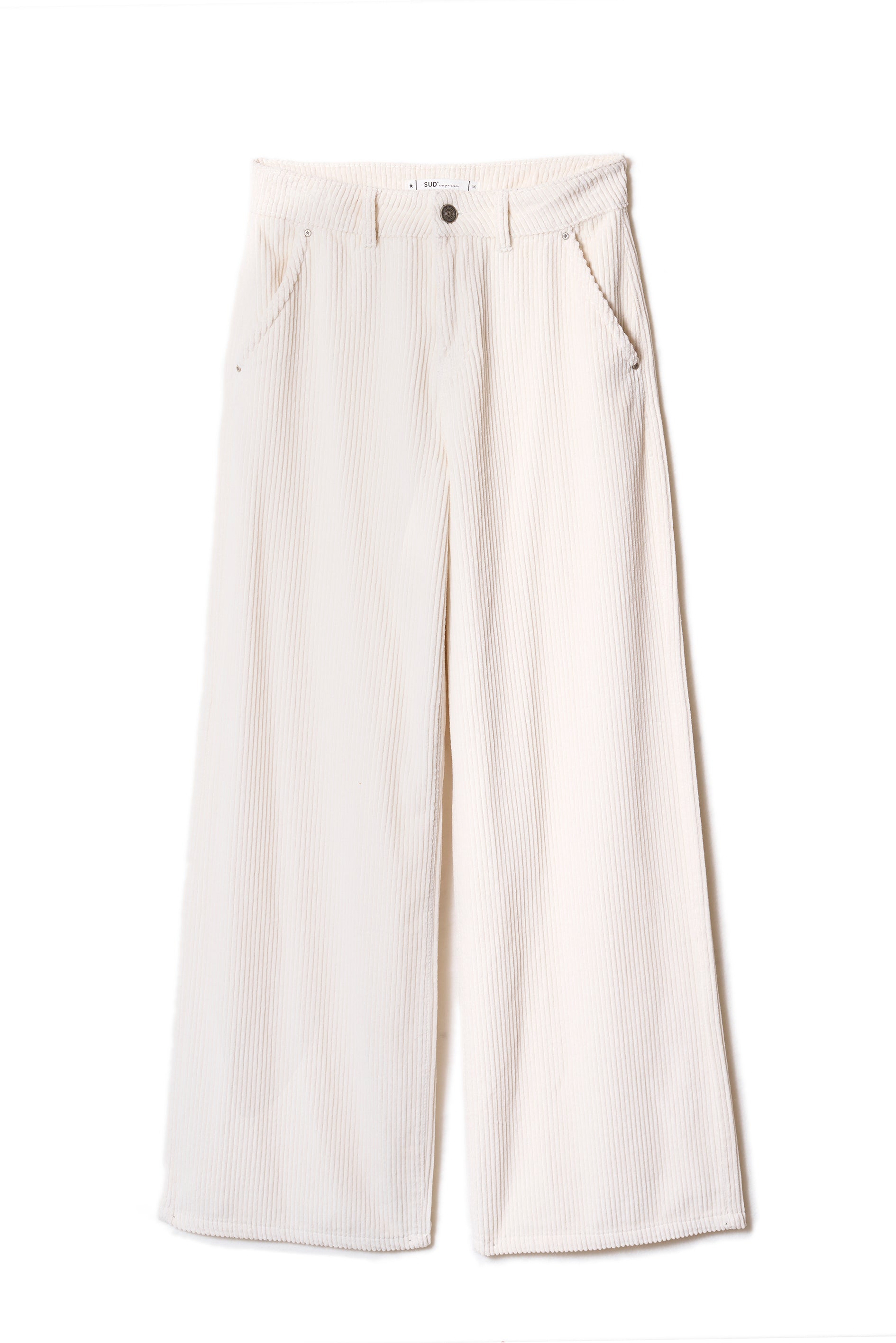 High-waisted cotton velvet wide-leg trousers - Sud Express - 6 - Sud Express