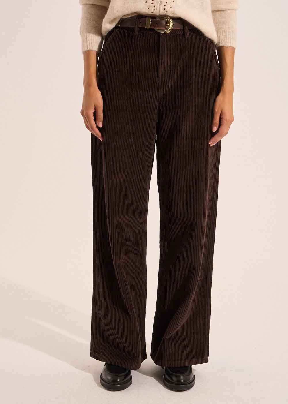 POMMI High-waisted cotton velvet wide-leg trousers - 2 - Sud Express - Sud Express