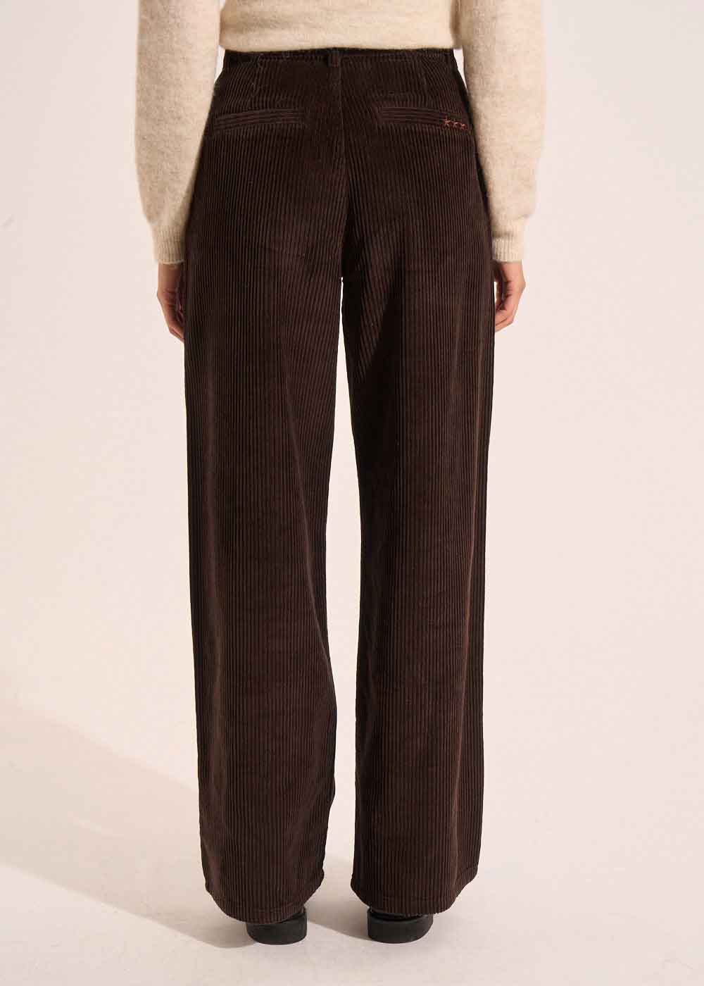 POMMI High-waisted cotton velvet wide-leg trousers - 3 - Sud Express - Sud Express