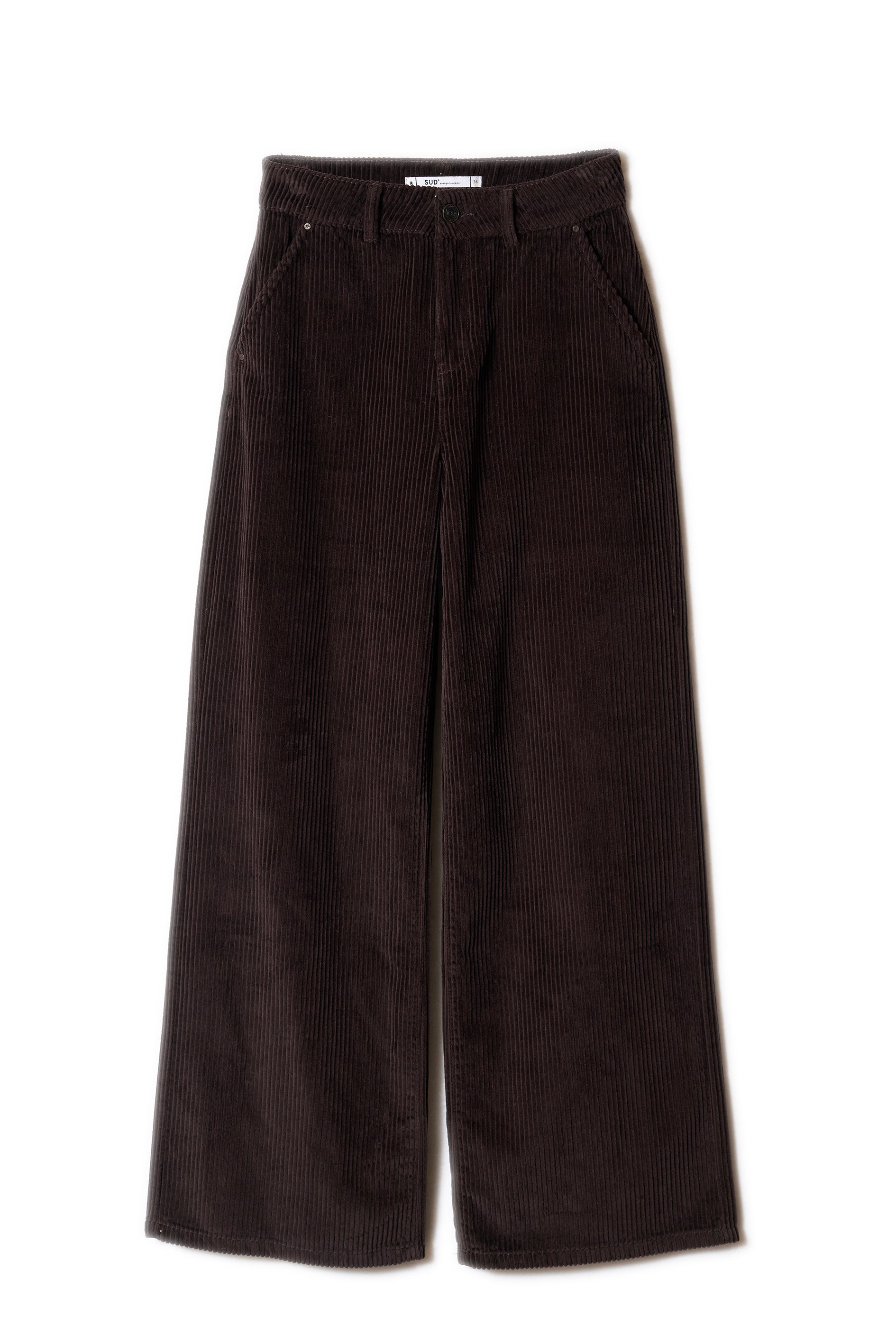 High-waisted cotton velvet wide-leg trousers - Sud Express - 6 - Sud Express