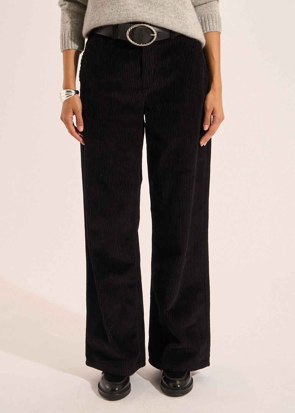 POMMI High-waisted cotton velvet wide-leg trousers - 2 - Sud Express - Sud Express