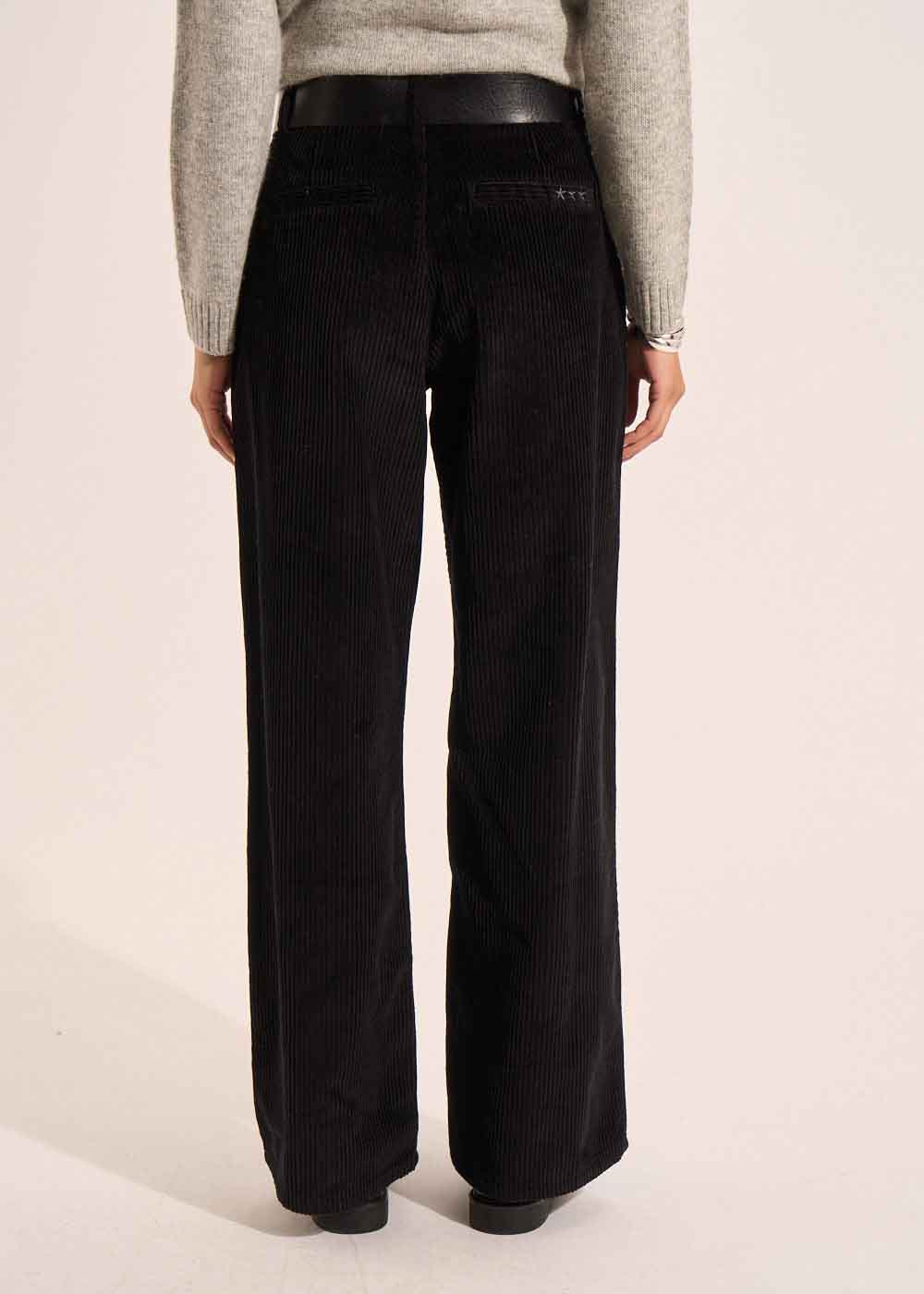 POMMI High-waisted cotton velvet wide-leg trousers - 3 - Sud Express - Sud Express