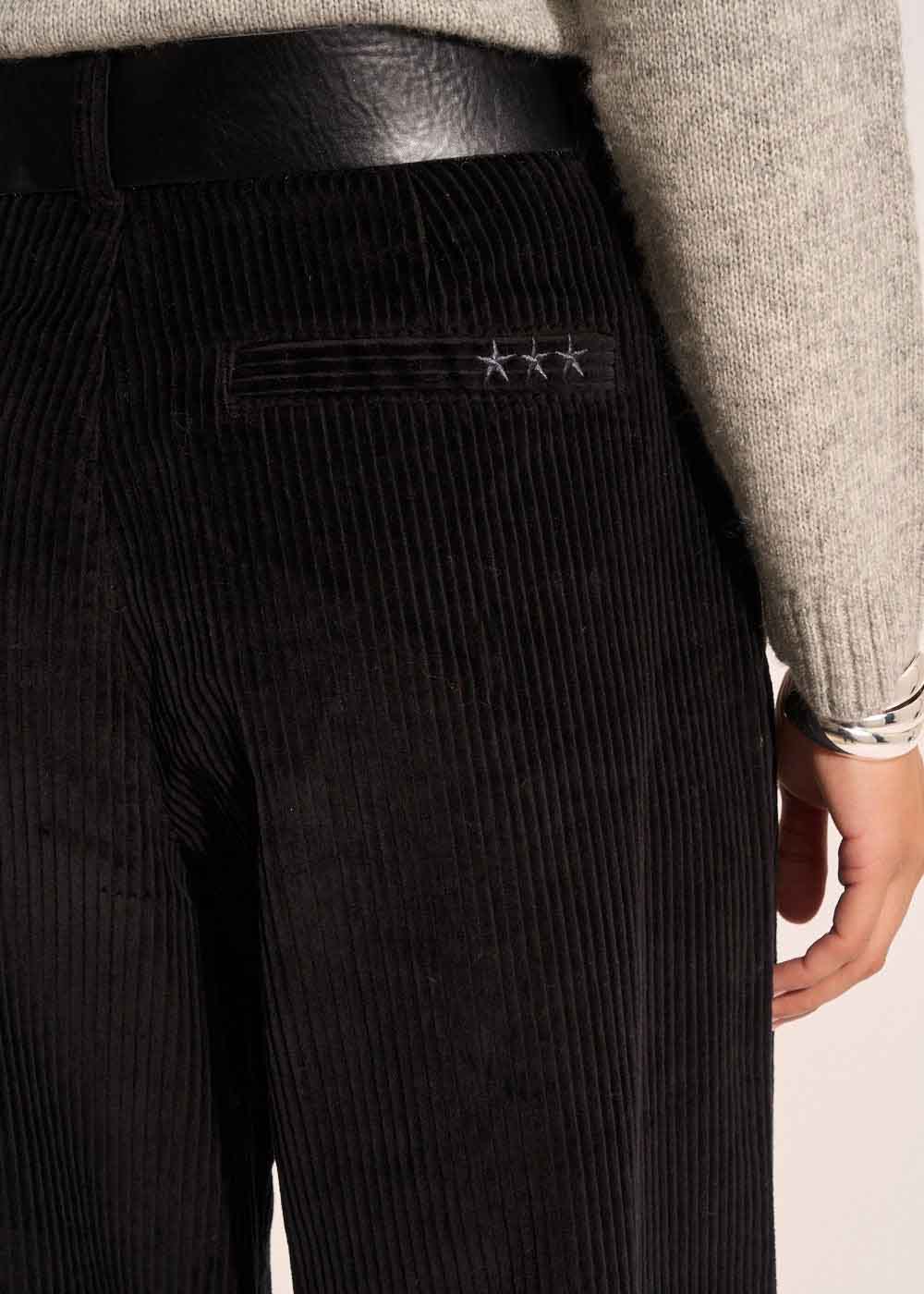 POMMI High-waisted cotton velvet wide-leg trousers - 4 - Sud Express - Sud Express