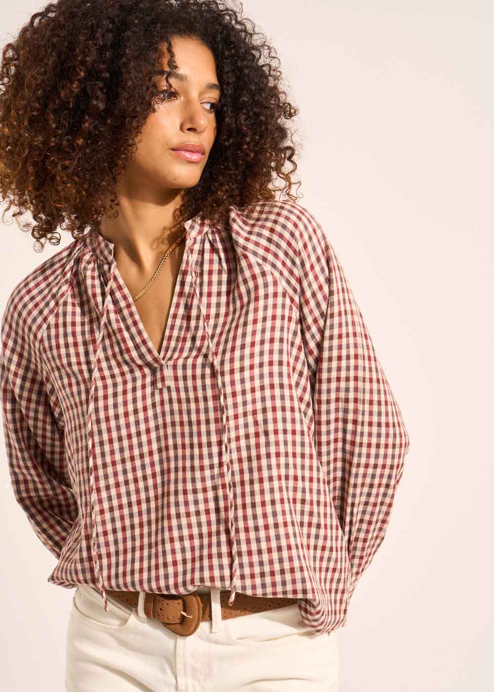 TODILIE Gingham check blouse - 1 - Sud Express - Sud Express