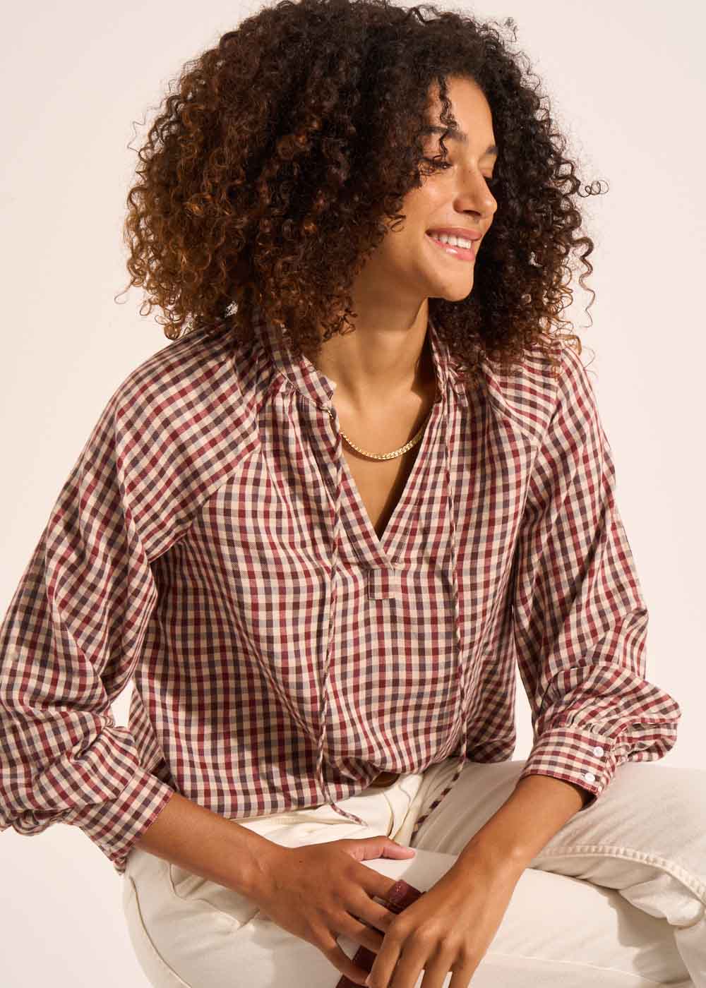 Gingham check blouse - Sud Express - 6 - Sud Express