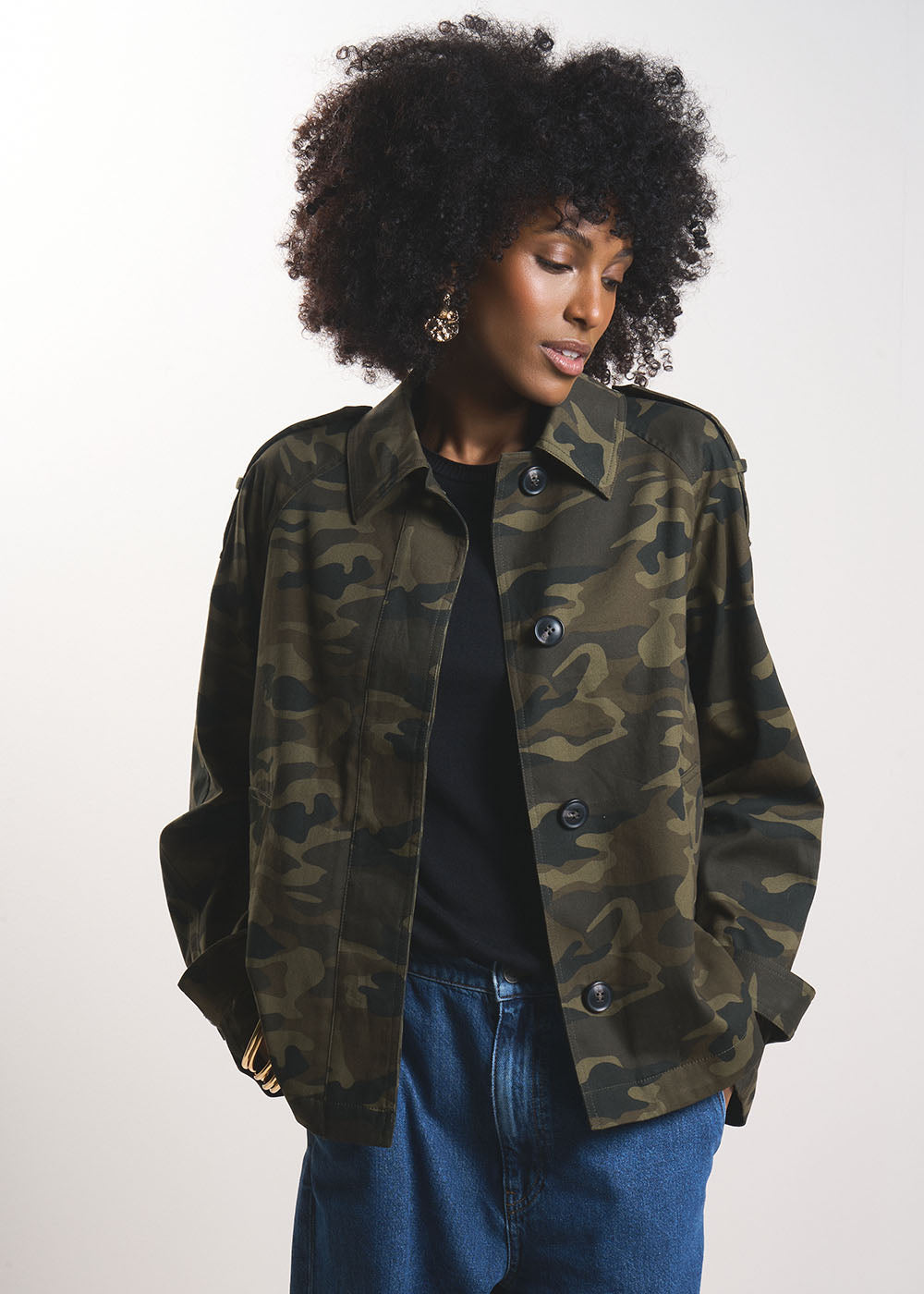 VENICO Short cotton trench coat with camouflage print - 1 - Sud Express - Sud Express