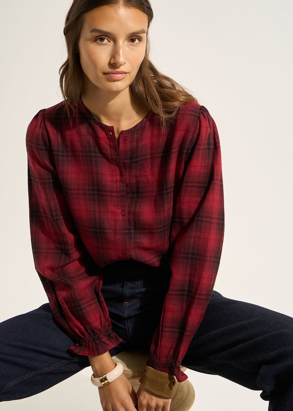 CILILOU Loose tartan shirt with dropped shoulders - 1 - Sud Express - Sud Express