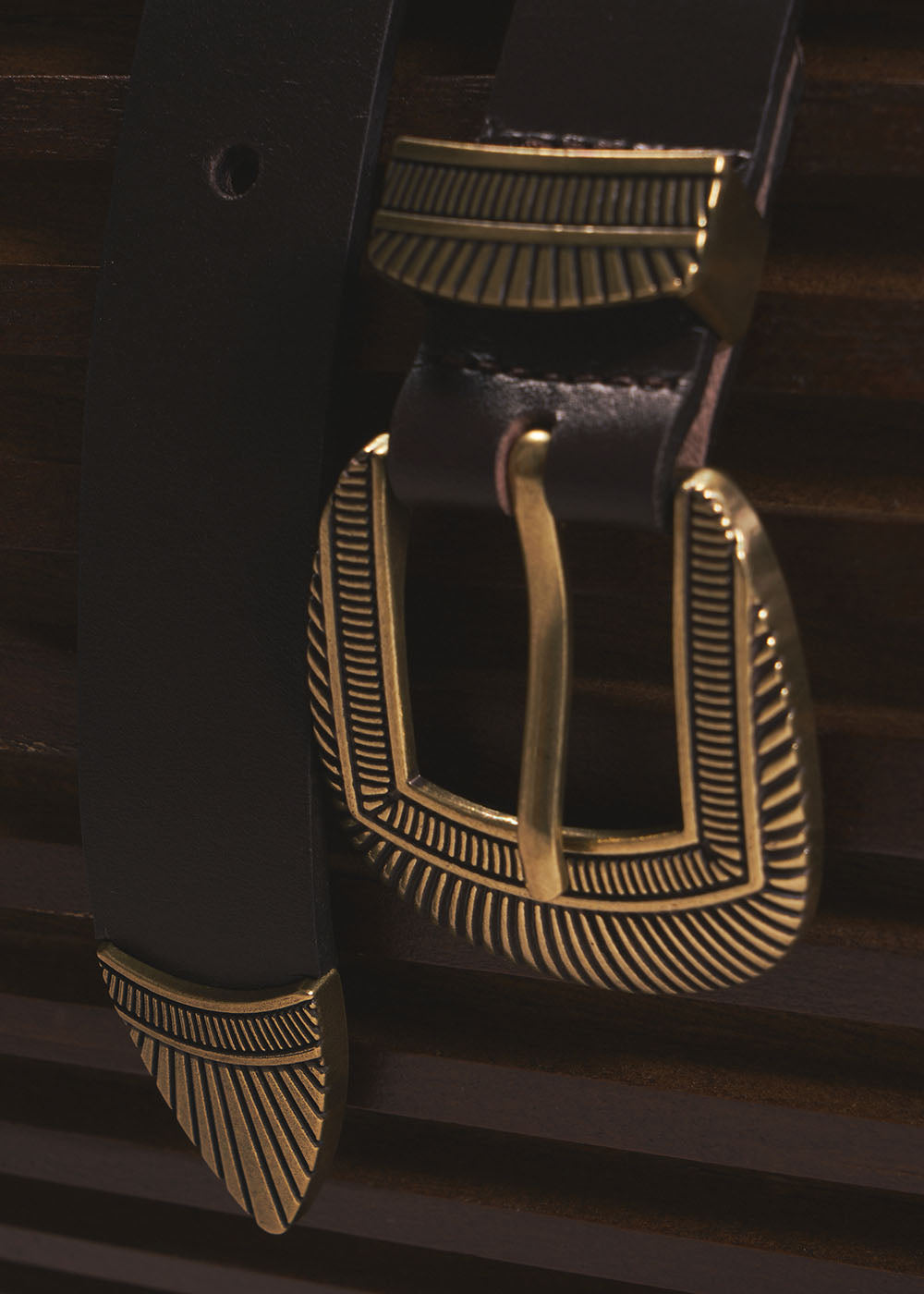 CARLOTA Aged-effect leather belt - 2 - Sud Express - Sud Express