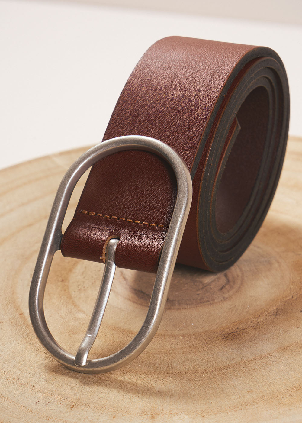CHRISTINE Leather belt with oval buckle - 1 - Sud Express - Sud Express