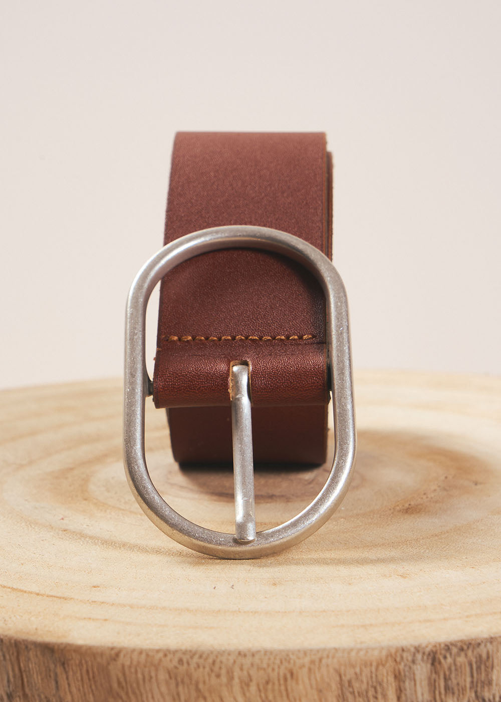 CHRISTINE Leather belt with oval buckle - 2 - Sud Express - Sud Express