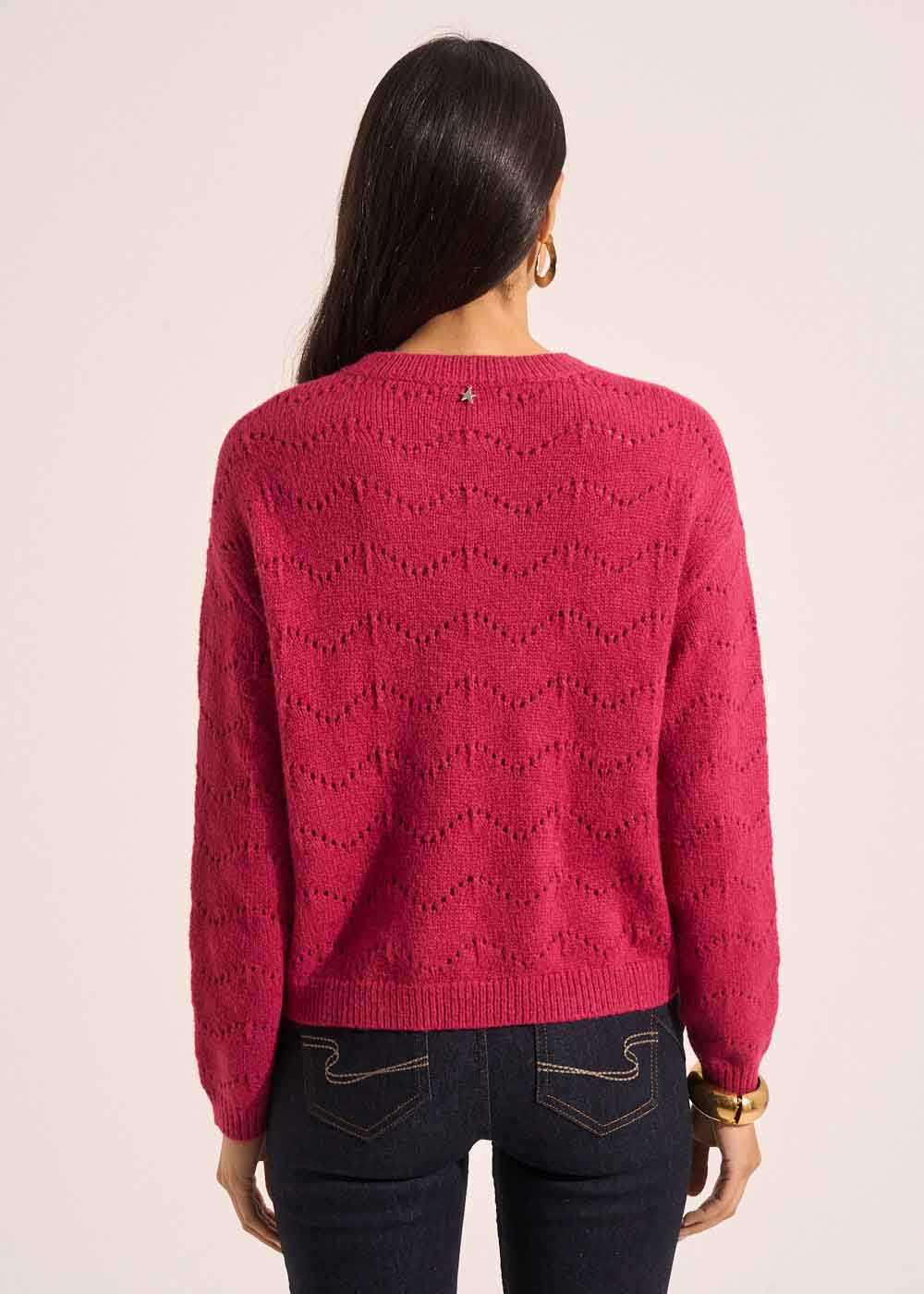 MATCHA Round neck jumper with openwork stitching - 3 - Sud Express - Sud Express