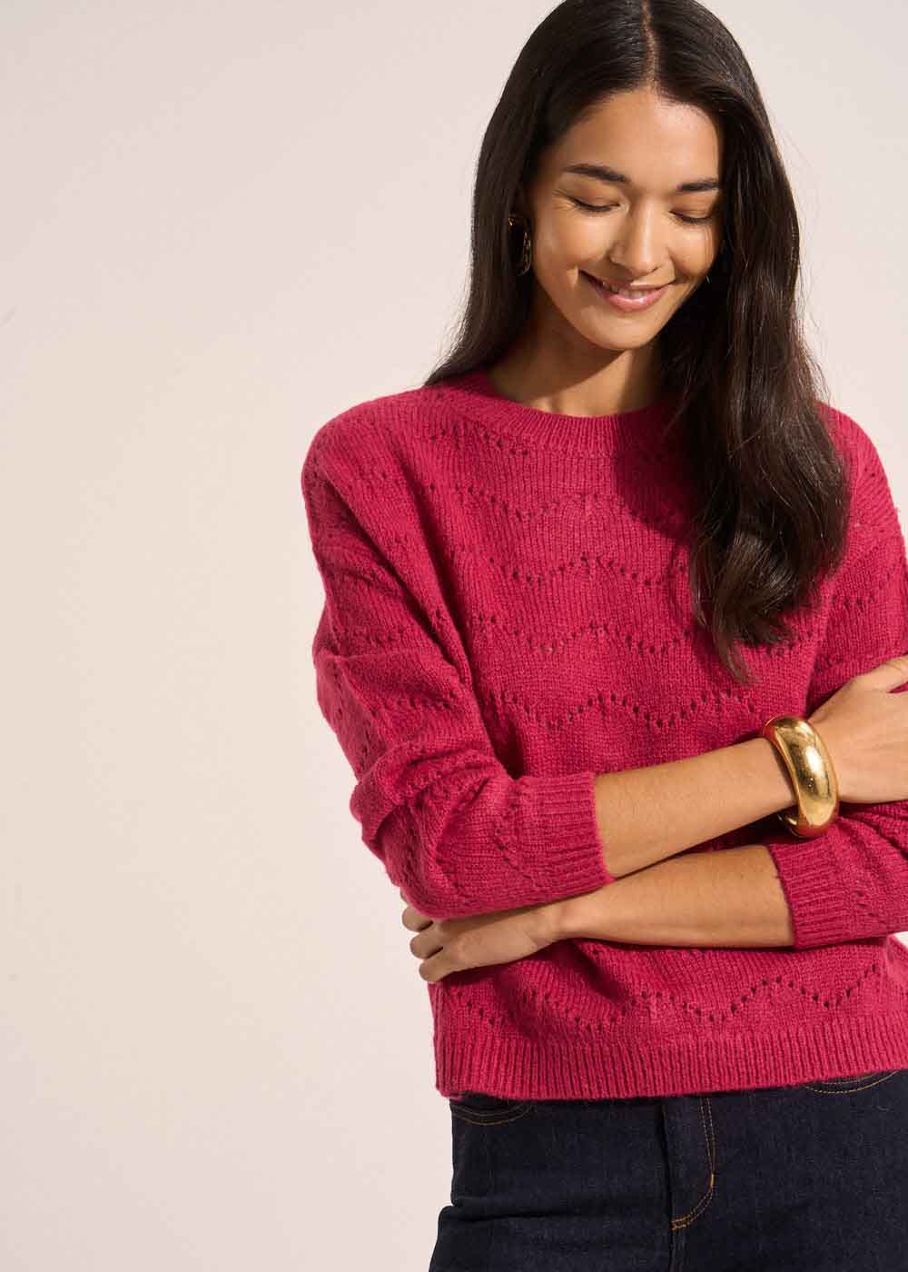 Round neck jumper with openwork stitching - Sud Express - 5 - Sud Express