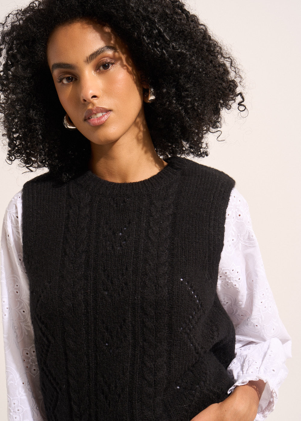 MEZZA Sleeveless jumper with round neck and dot pattern - 4 - Sud Express - Sud Express