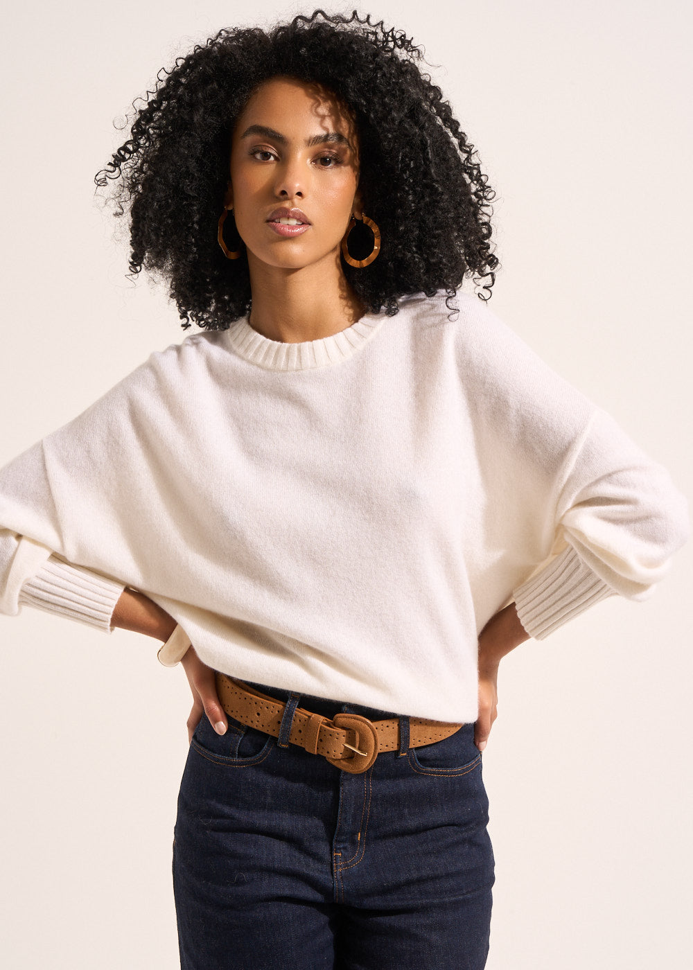 Cashmere jumper, round neck, long sleeves - Sud Express - 1 - Sud Express