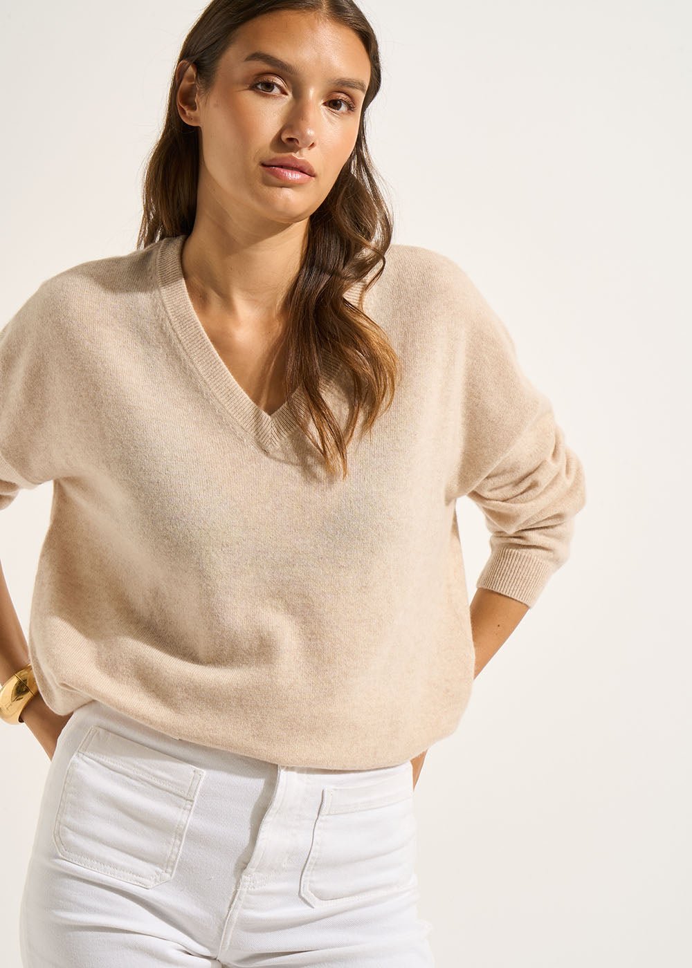 MAPOUPYNOU Long-sleeved cashmere V-neck jumper - 1 - Sud Express - Sud Express