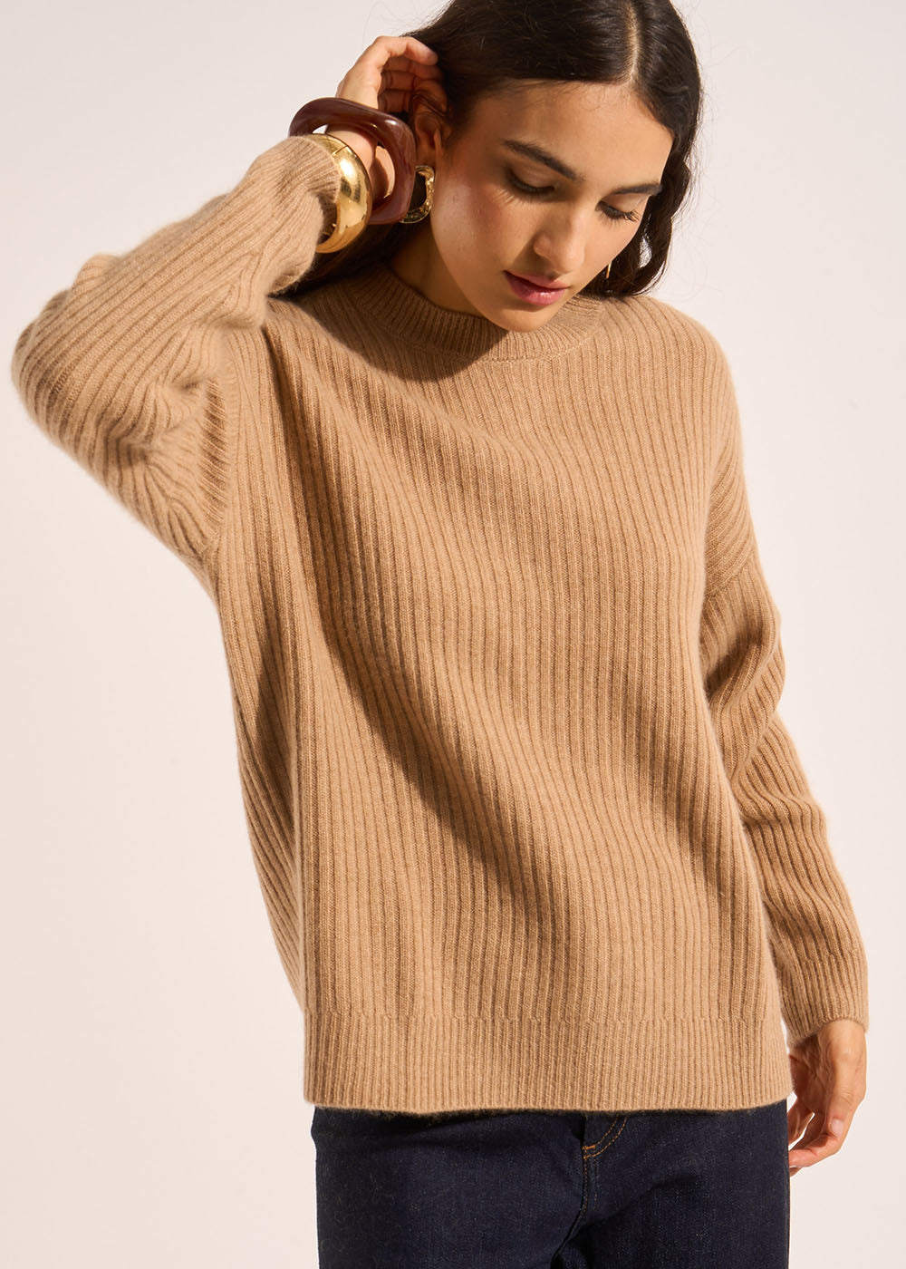MELISANE Ribbed cashmere crew neck sweater - 1 - Sud Express - Sud Express