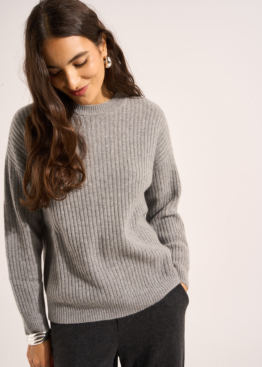 MELISANE Ribbed cashmere crew neck sweater - 1 - Sud Express - Sud Express