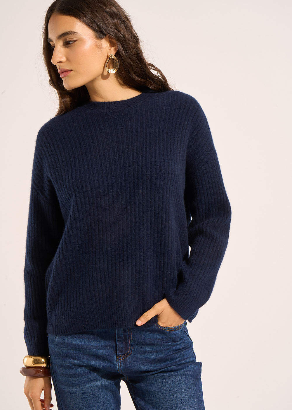 MELISANE Ribbed cashmere crew neck sweater - 1 - Sud Express - Sud Express