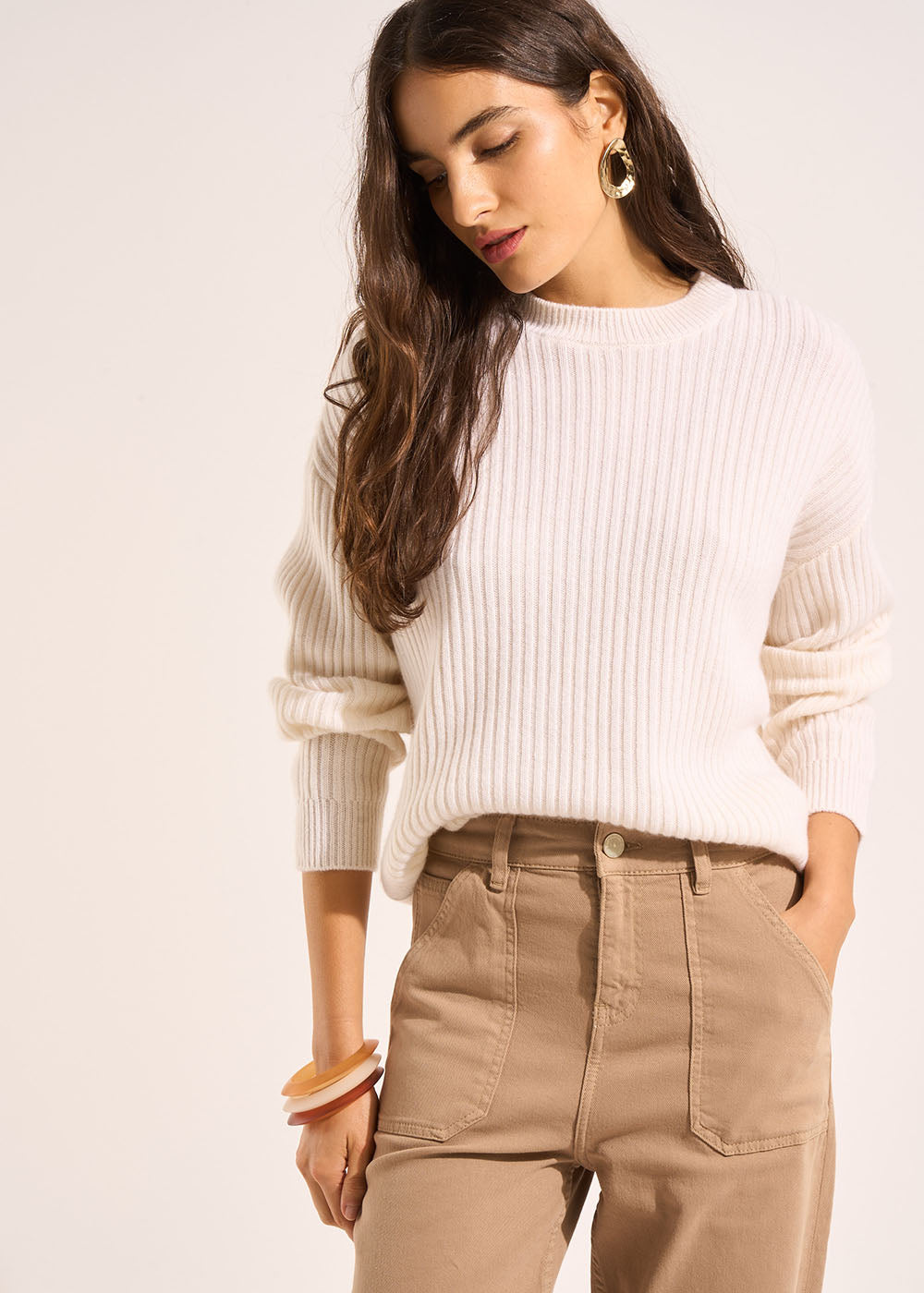 MELISANE Ribbed cashmere crew neck sweater - 1 - Sud Express - Sud Express