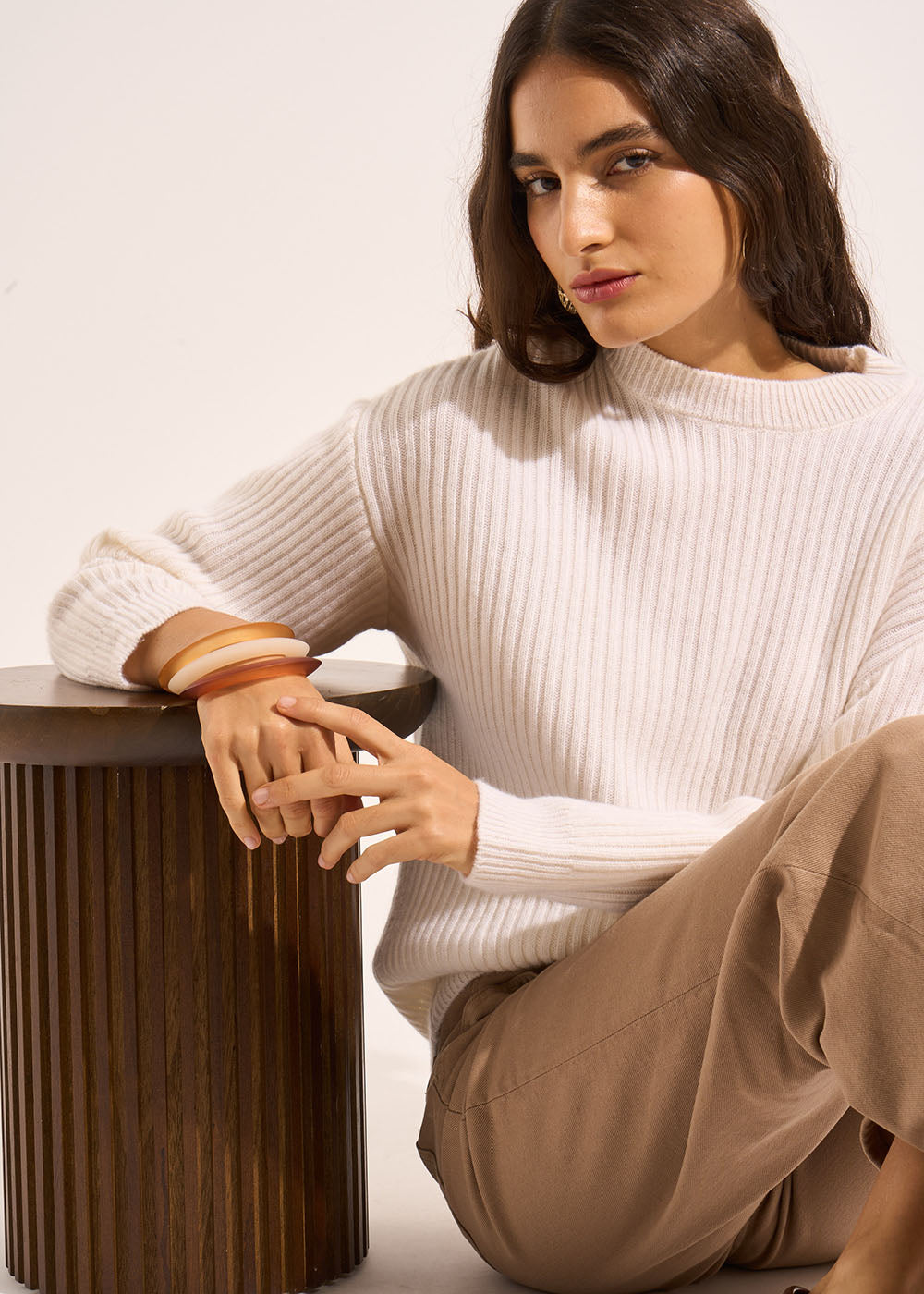 Ribbed cashmere crew neck sweater - Sud Express - 5 - Sud Express