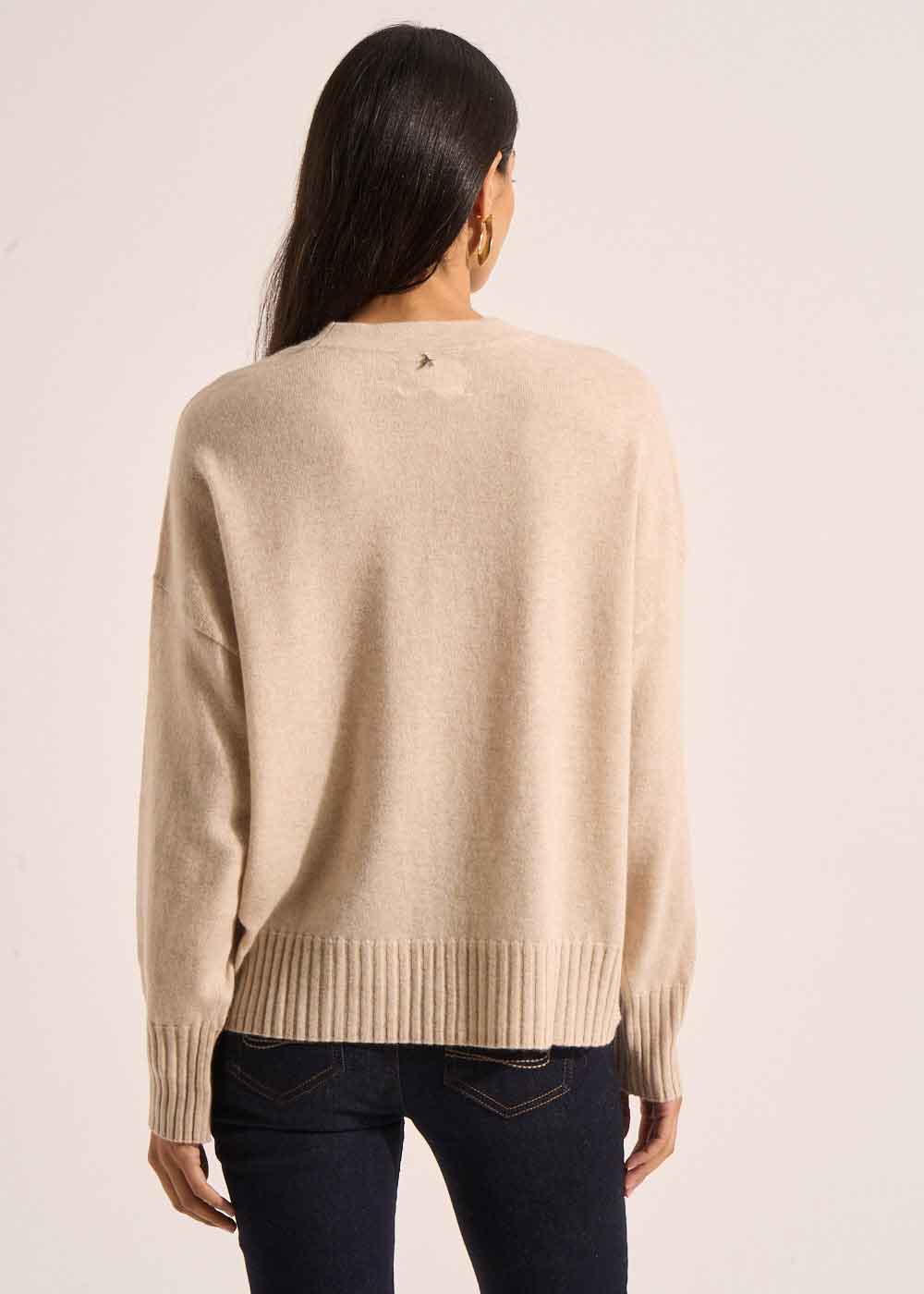 Loose-fitting cashmere V-neck cardigan - Sud Express - 3 - Sud Express