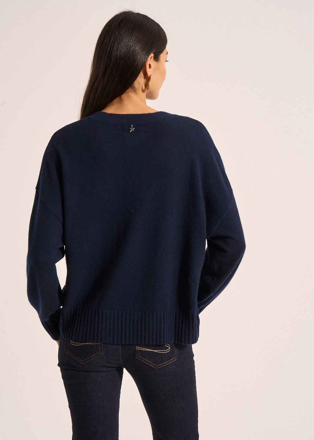 Loose-fitting cashmere V-neck cardigan - Sud Express - 3 - Sud Express