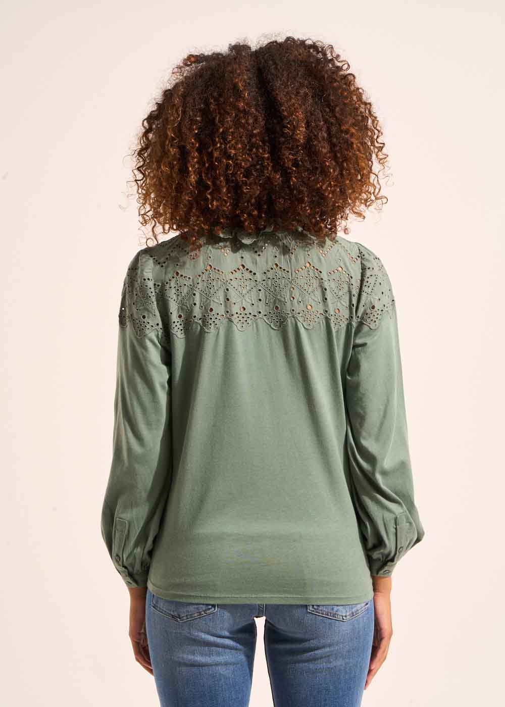 TASHIA Jersey top with embroidered details - 3 - Sud Express - Sud Express