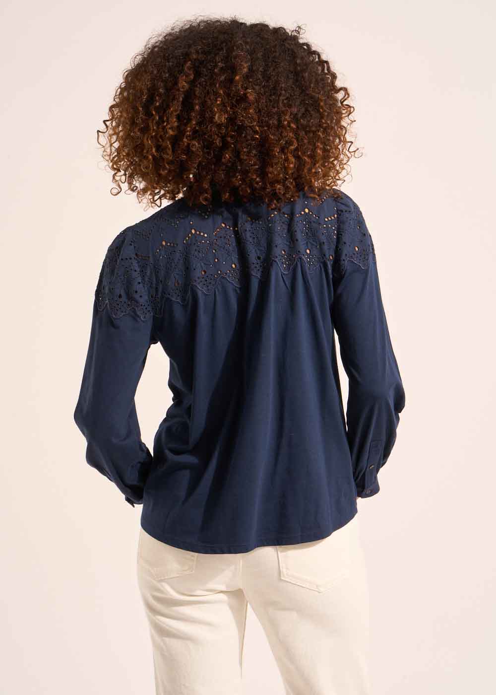 TASHIA Jersey top with embroidered details - 3 - Sud Express - Sud Express