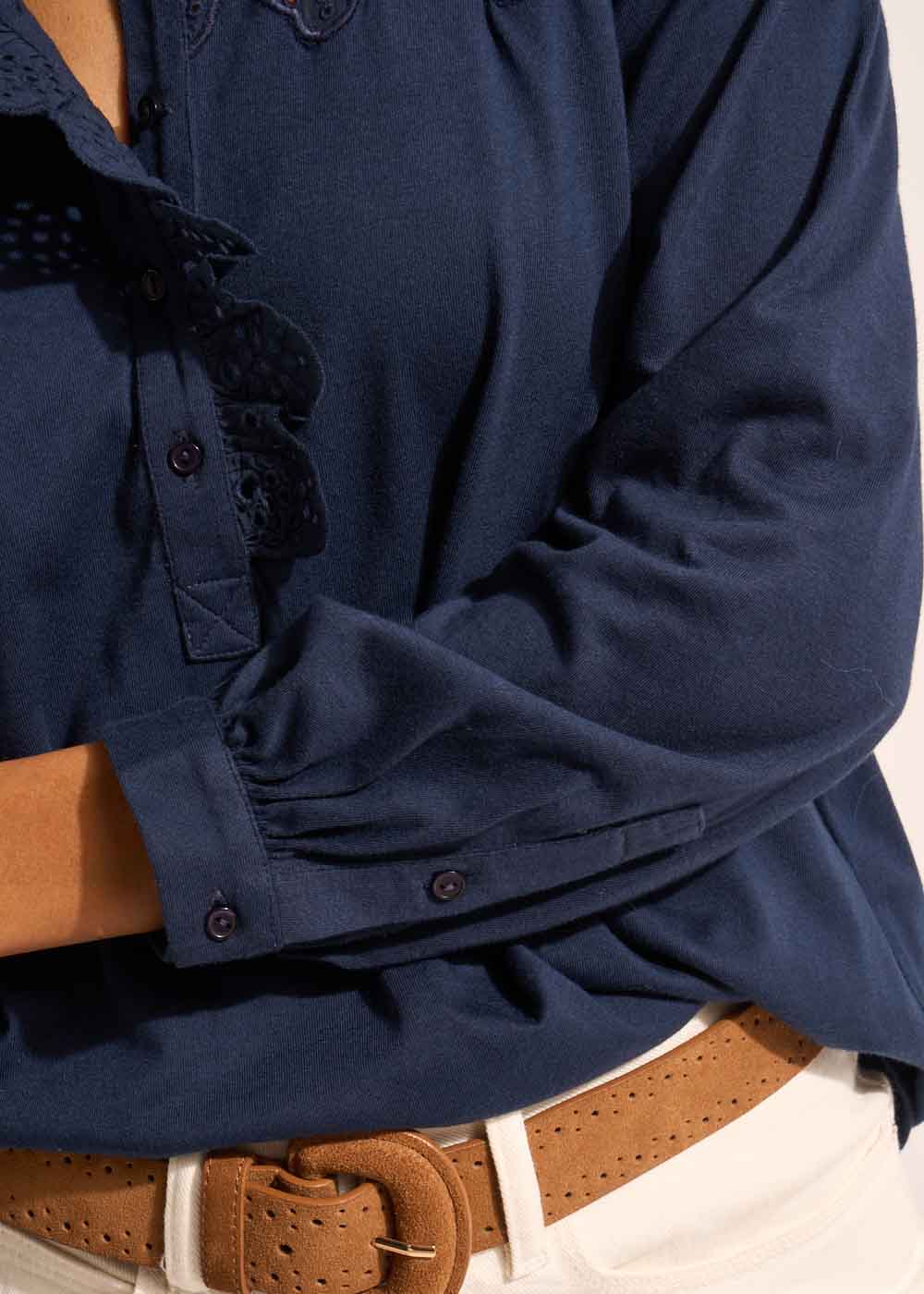 Jersey top with embroidered details - Sud Express - 5 - Sud Express