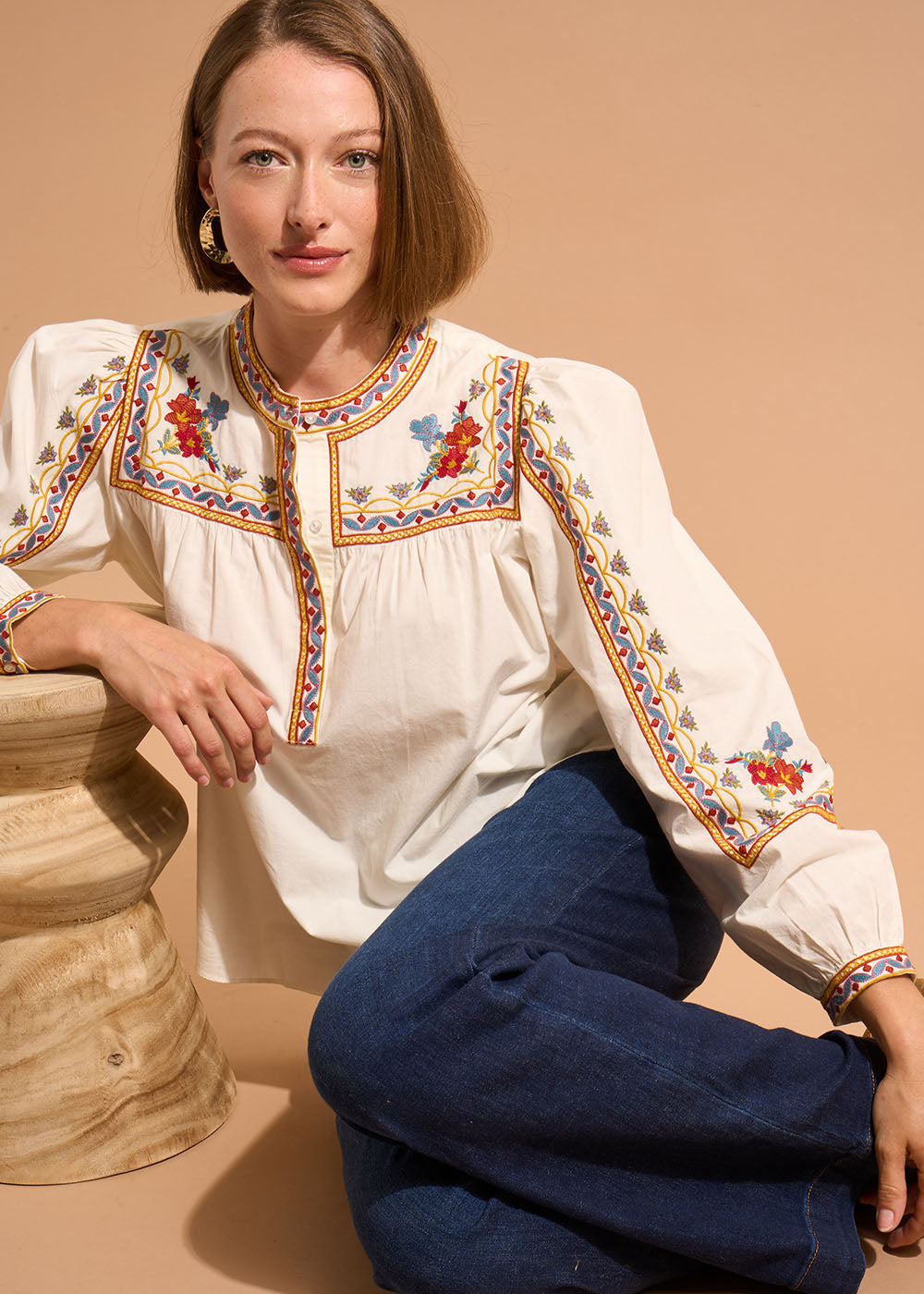 Cotton poplin blouse - Sud Express - 5 - Sud Express