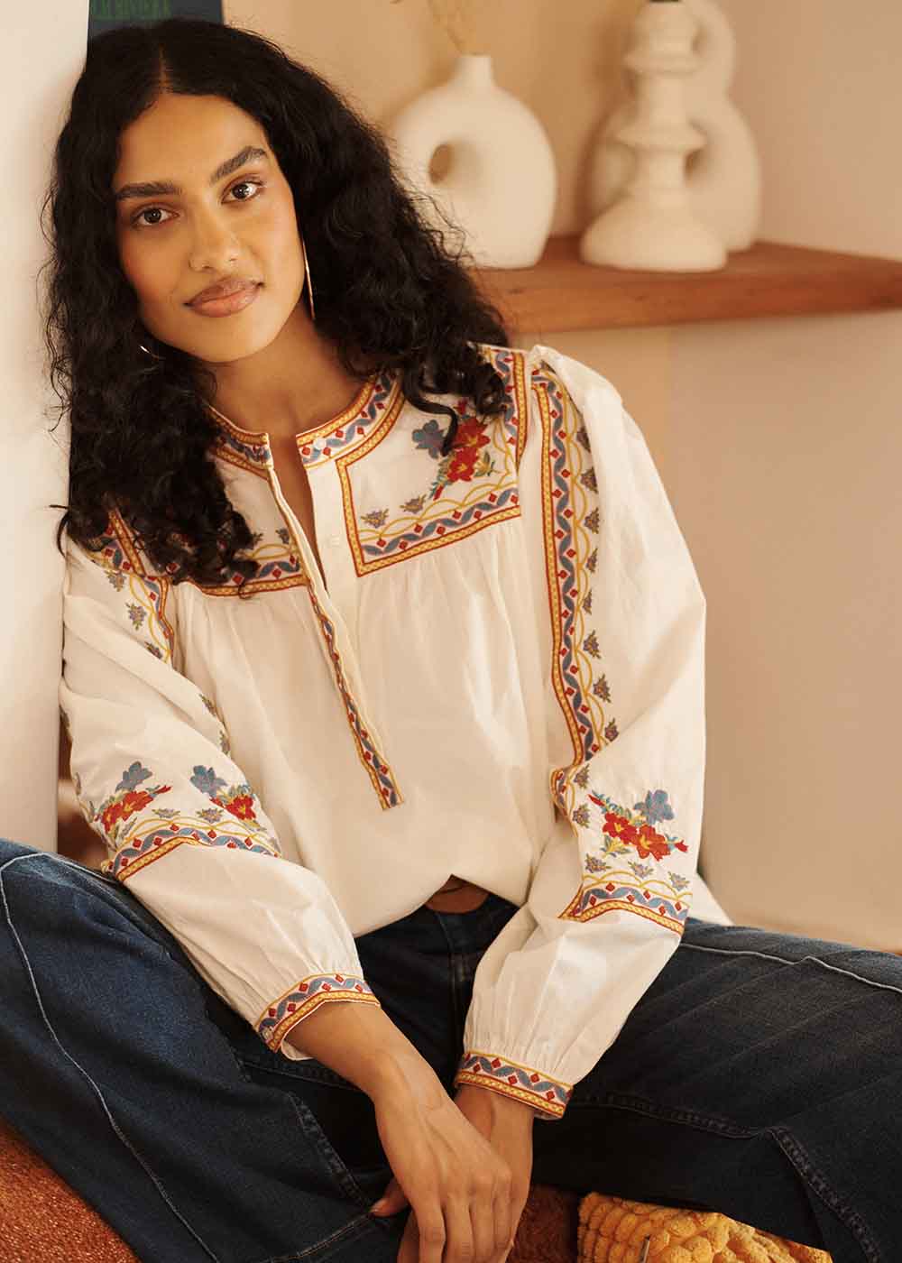 Cotton poplin blouse - Sud Express - 7 - Sud Express