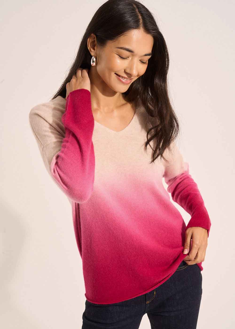 MATIOULA Ombre cashmere jumper with V neckline - 1 - Sud Express - Sud Express