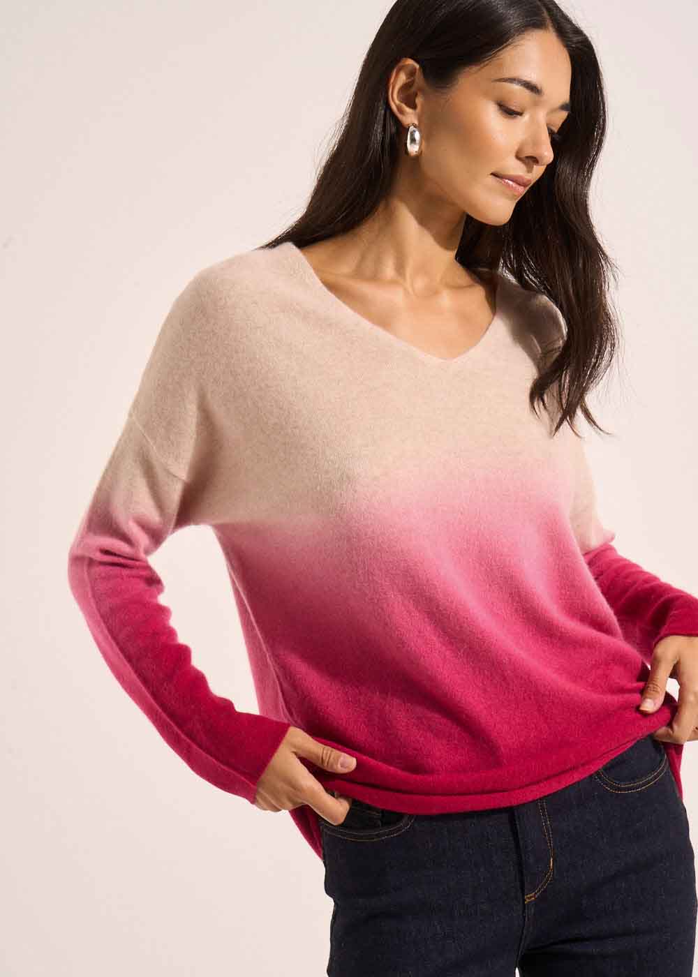 MATIOULA Ombre cashmere jumper with V neckline - 4 - Sud Express - Sud Express