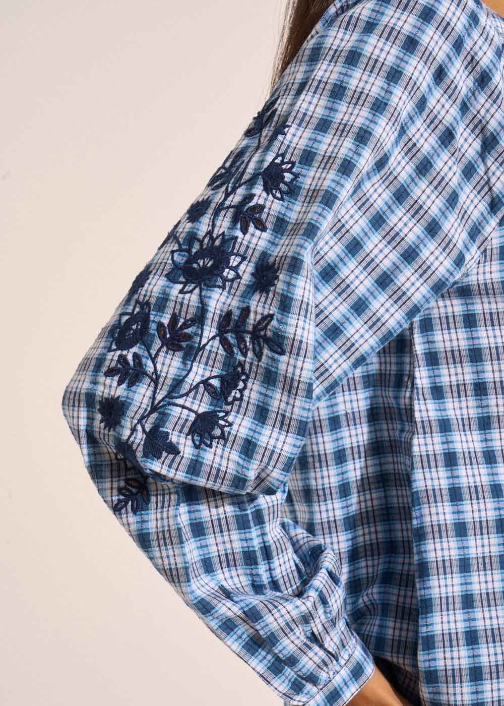 COLIVIE Embroidered check blouse  - 2 - Sud Express - Sud Express