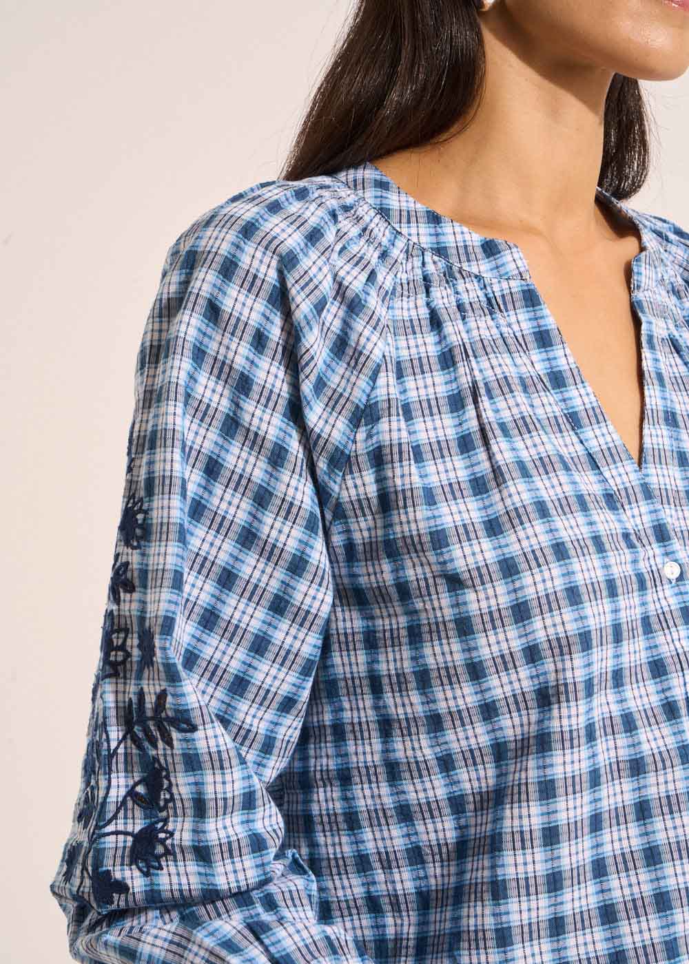COLIVIE Embroidered check blouse  - 4 - Sud Express - Sud Express