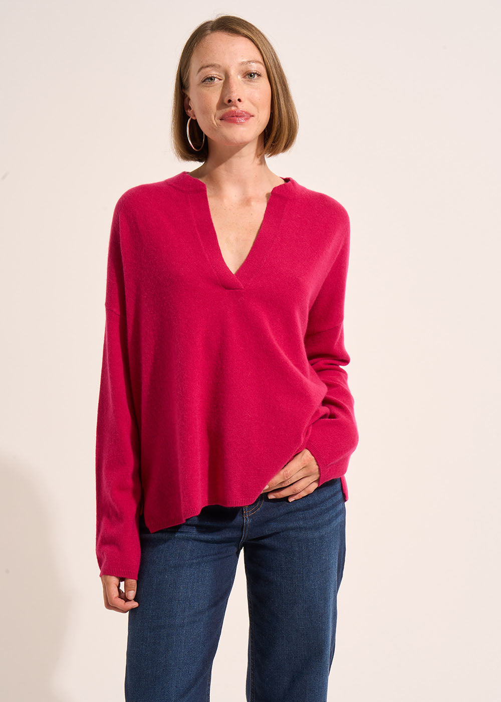MAMALIOU Loose-fitting cashmere jumper with a Tunisian collar - 1 - Sud Express - Sud Express