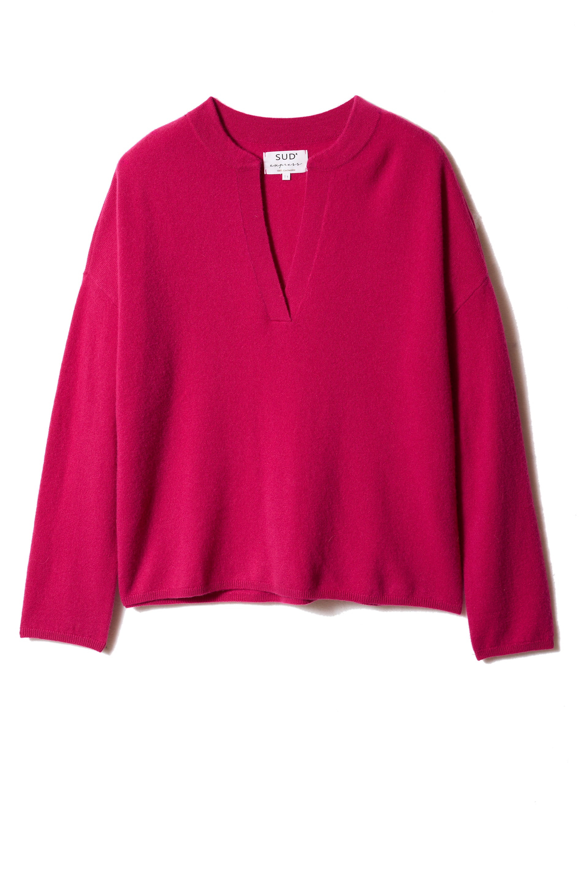 Loose-fitting cashmere jumper with a Tunisian collar - Sud Express - 6 - Sud Express