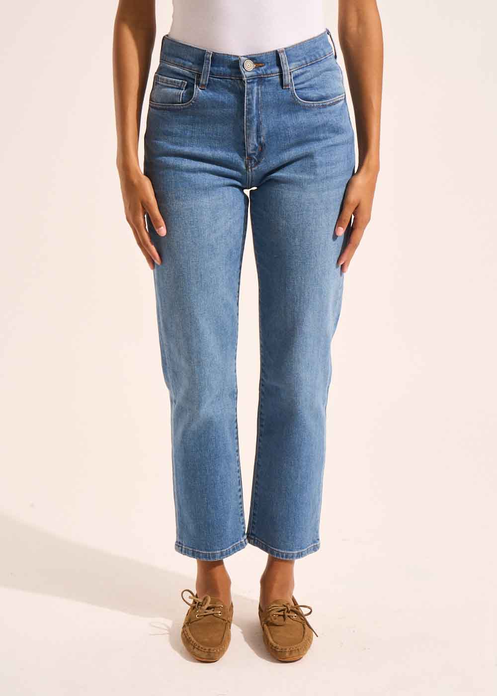 SOPHIE MEDIUM STONE 5-pocket straight-leg jeans - 1 - Sud Express - Sud Express