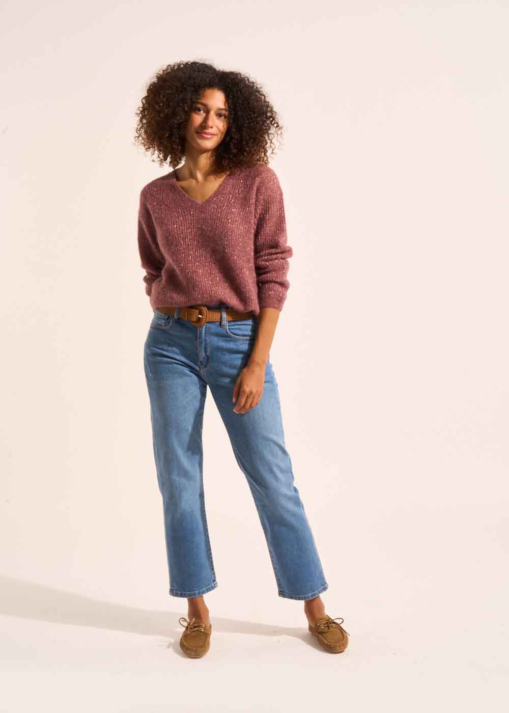 SOPHIE MEDIUM STONE 5-pocket straight-leg jeans - 4 - Sud Express - Sud Express